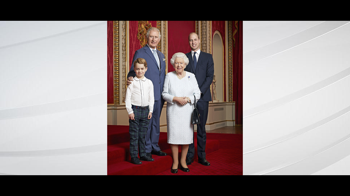 Britain’s queen in new photo portrait with 3 heirs to throne | wthr.com