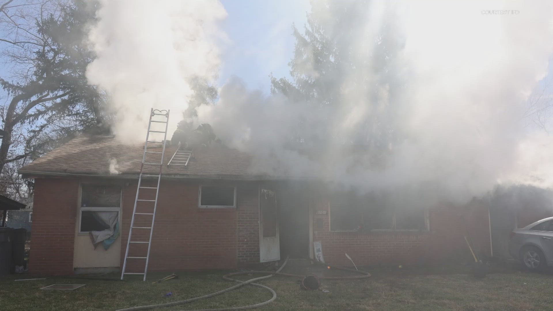 The Indianapolis Fire Department worked with Lawrence Firefighters to get the fire under control.