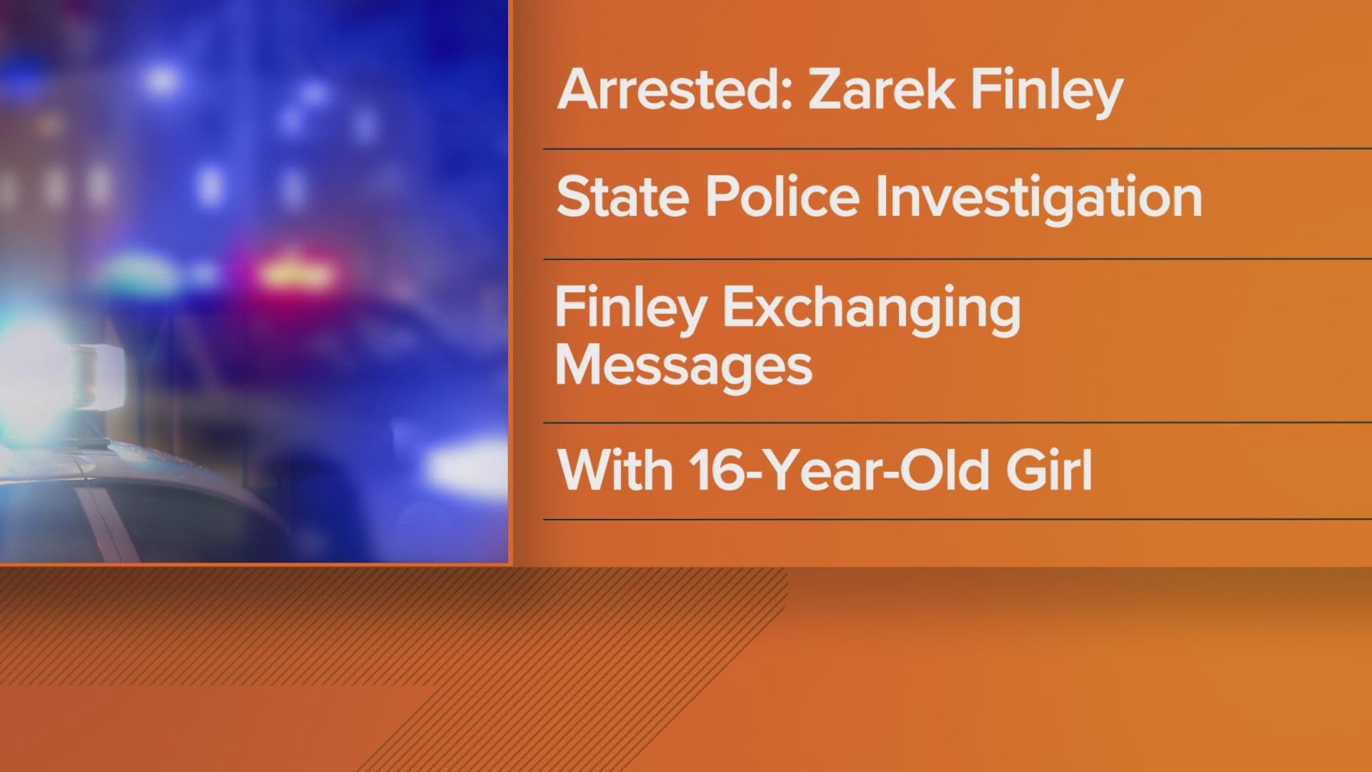 Wolcottville Police Ofc. Zarek Finley was arrested Monday following an investigation that started Feb. 4.