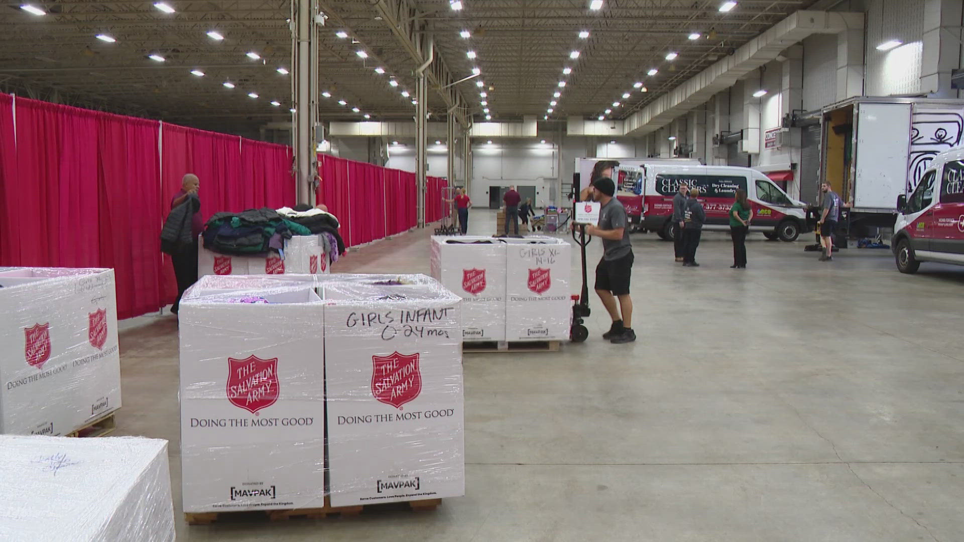 13News reporter Matthew Fultz caught up with the workers who are getting ready to distribute coats for kids.