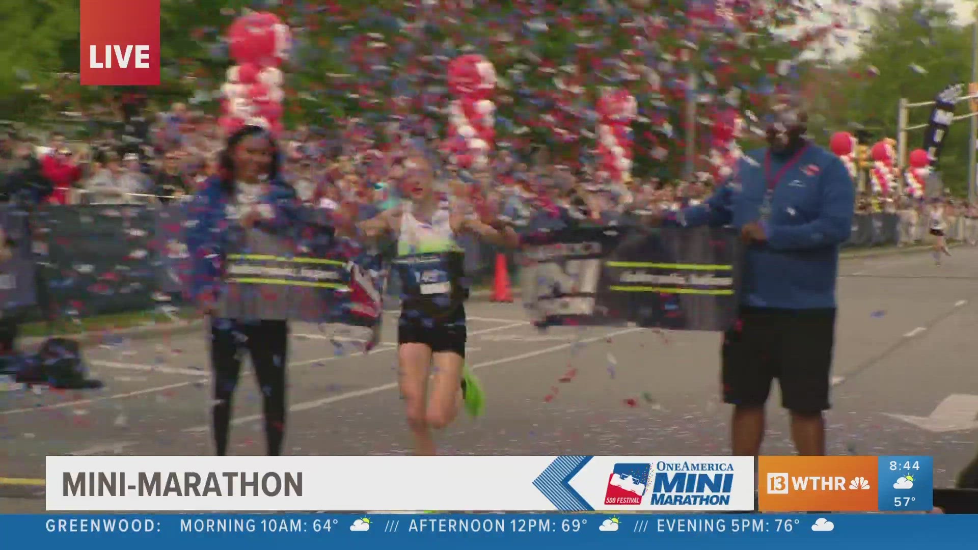 Anna Rohrer was the first female finisher in the One America 500 Festival Mini Marathon.