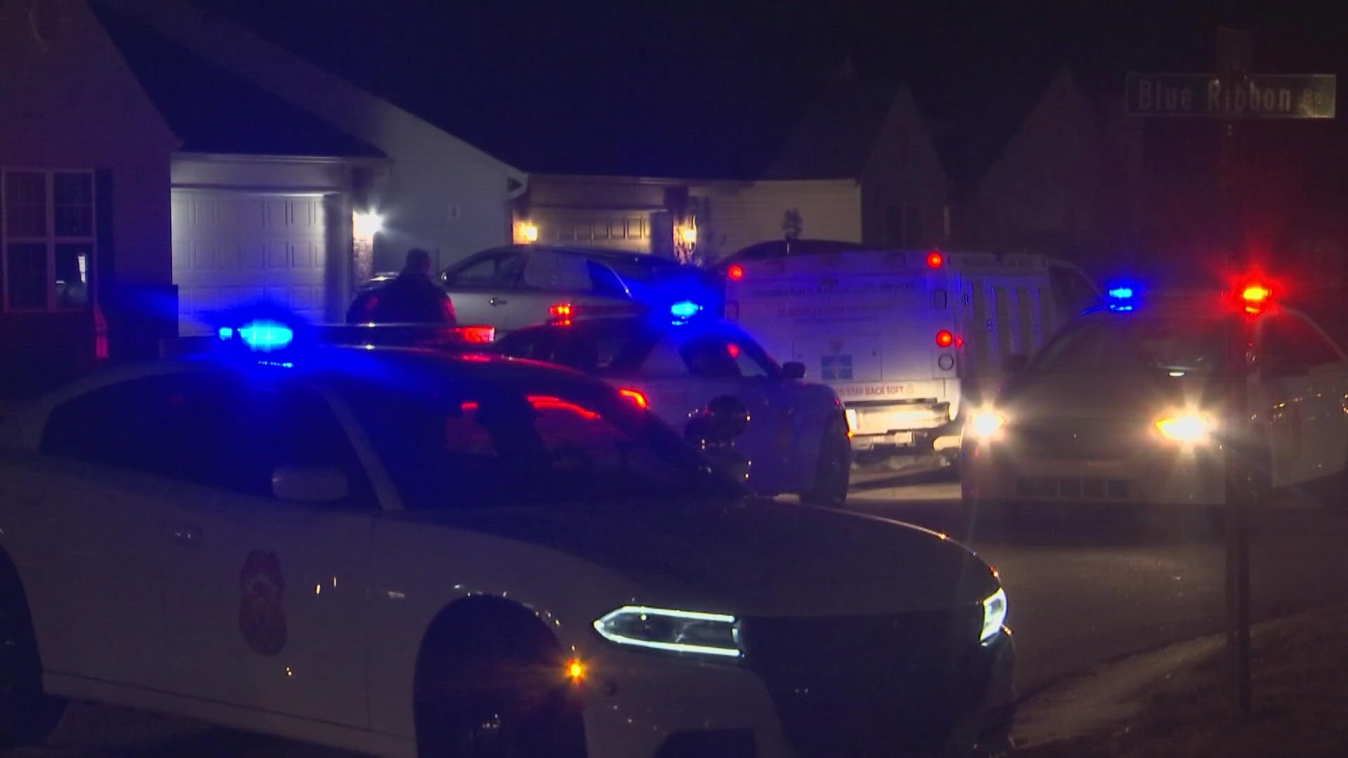 IMPD officers responded to a reported shooting at a house on Tansy Court, near Interstate 465 and South Arlington Avenue, shortly before 7 p.m.