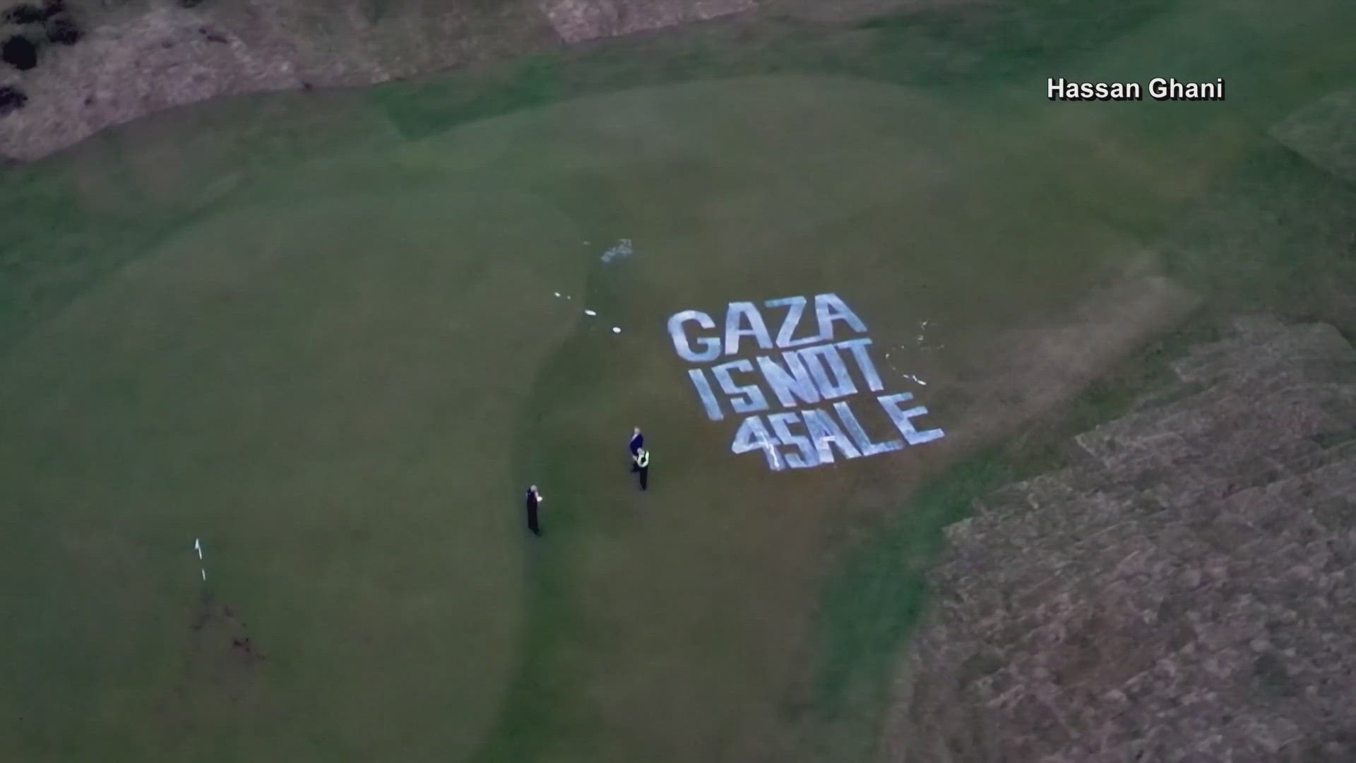 A pro-Palestinian group has apparently vandalized President Donald Trump's golf resort in Turnberry, Scotland.