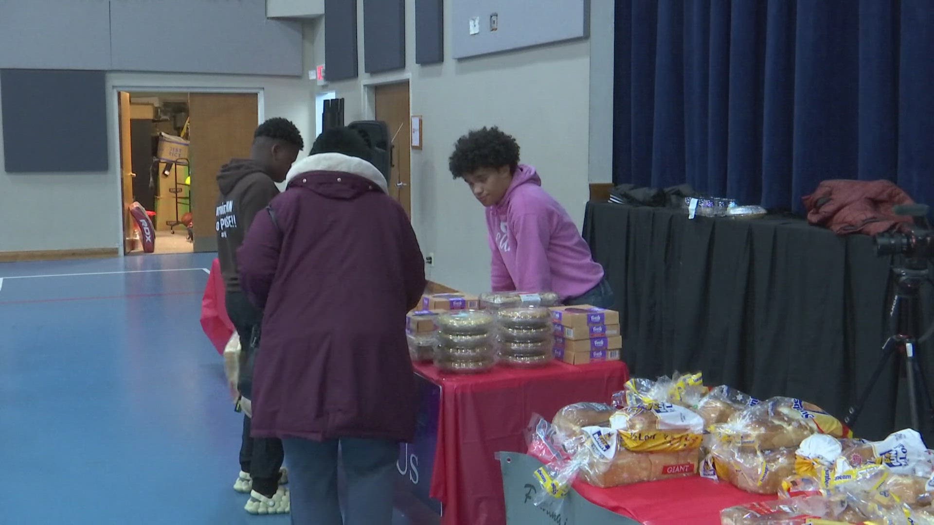 Tables were filled by everything needed for a holiday meal.