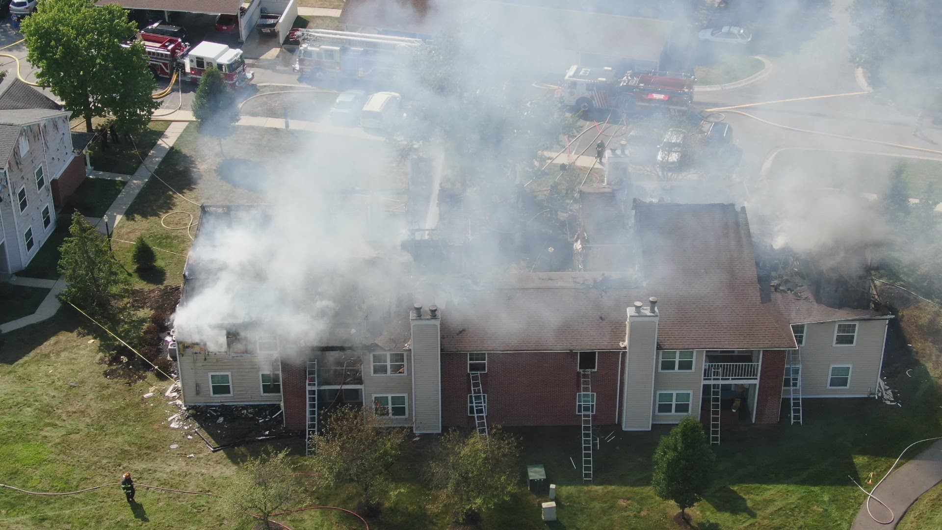 Several apartments were heavily damaged by fire Tuesday afternoon in Fishers.