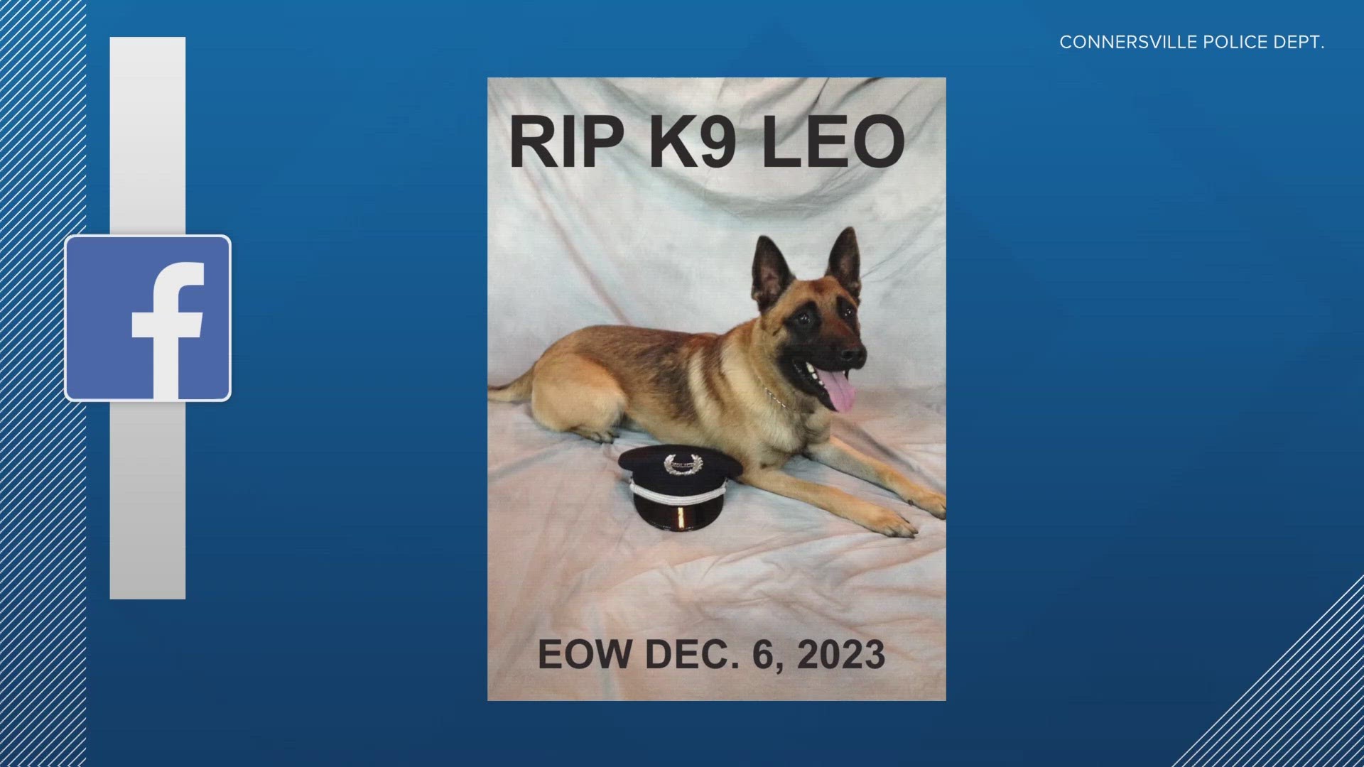 The Connersville PD honored Leo with a procession through town with a final radio call to honor Leo's memory.