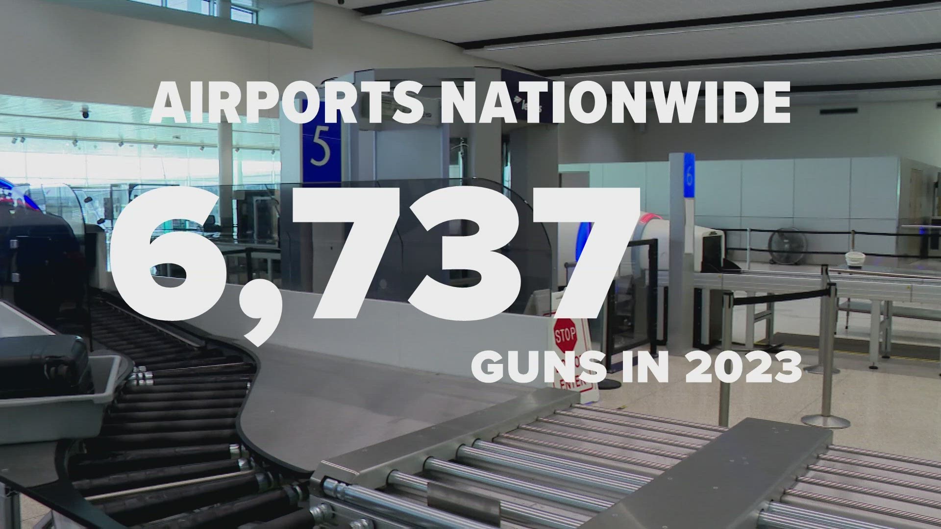 TSA officers stopped more than 6,700 guns at airport security checkpoints nationwide in 2023.