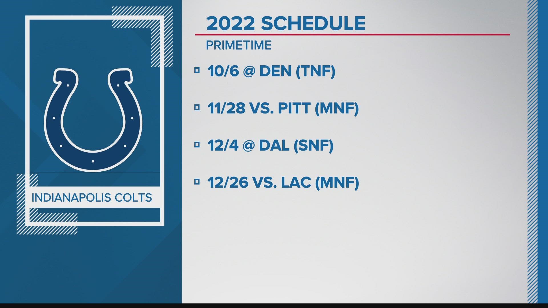 NFL schedule release: Colts to host two Monday Night Football