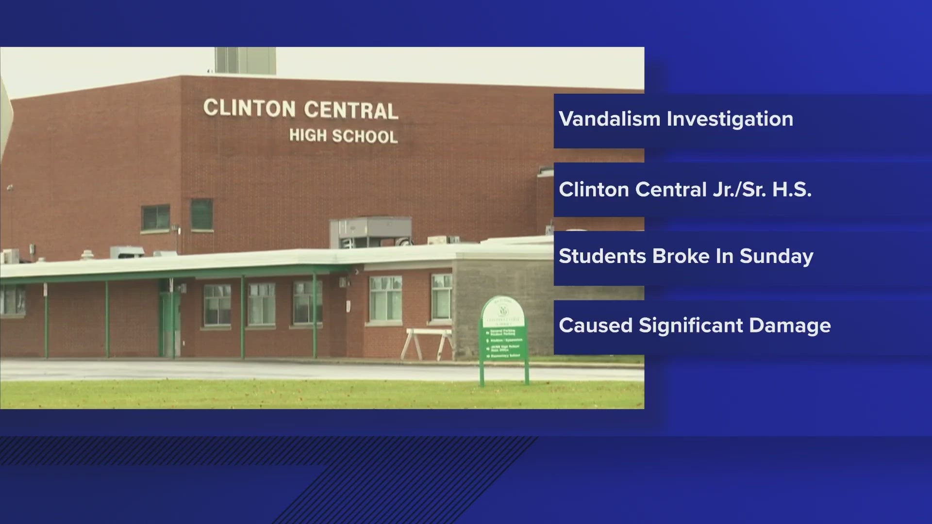 School administrators in Clinton County are investigating an extensive case of vandalism in a high school late Sunday.