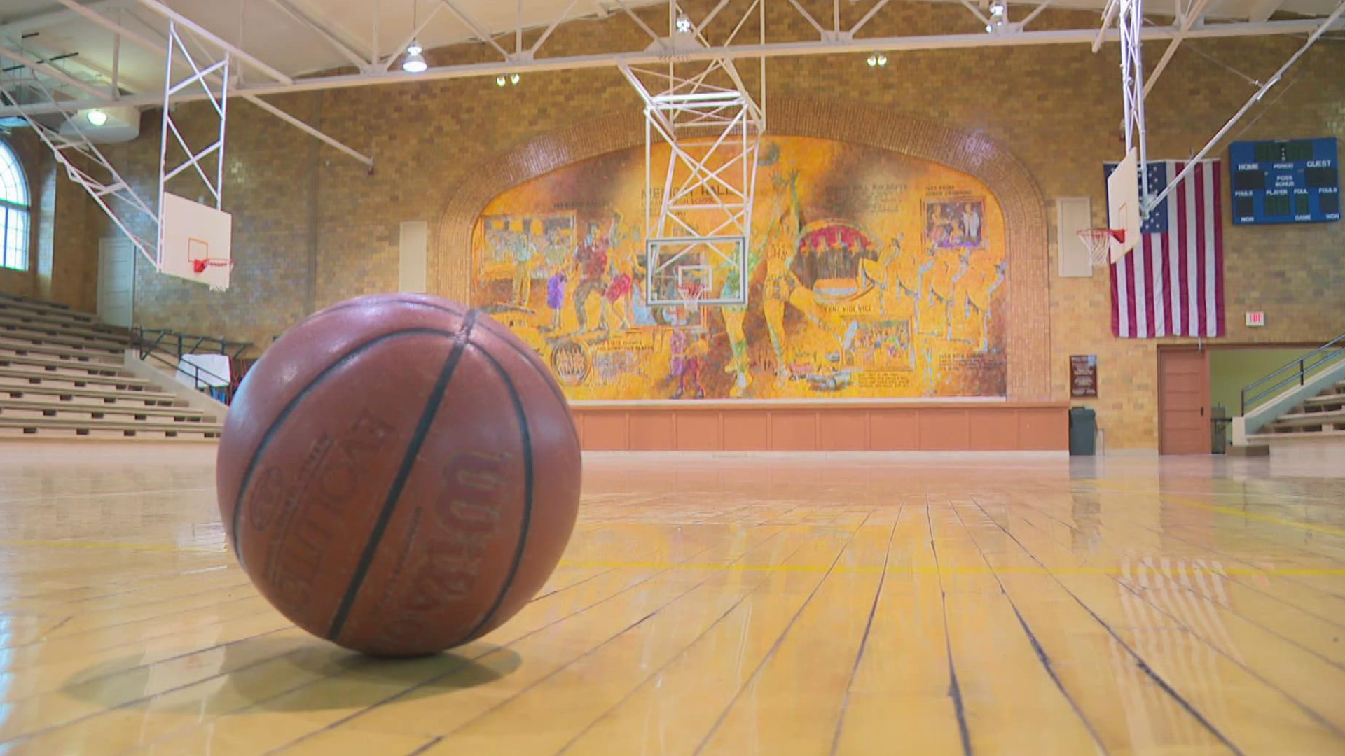 The gym, built in the 1930s, played host to Lebanon High School basketball games into the 1960s.