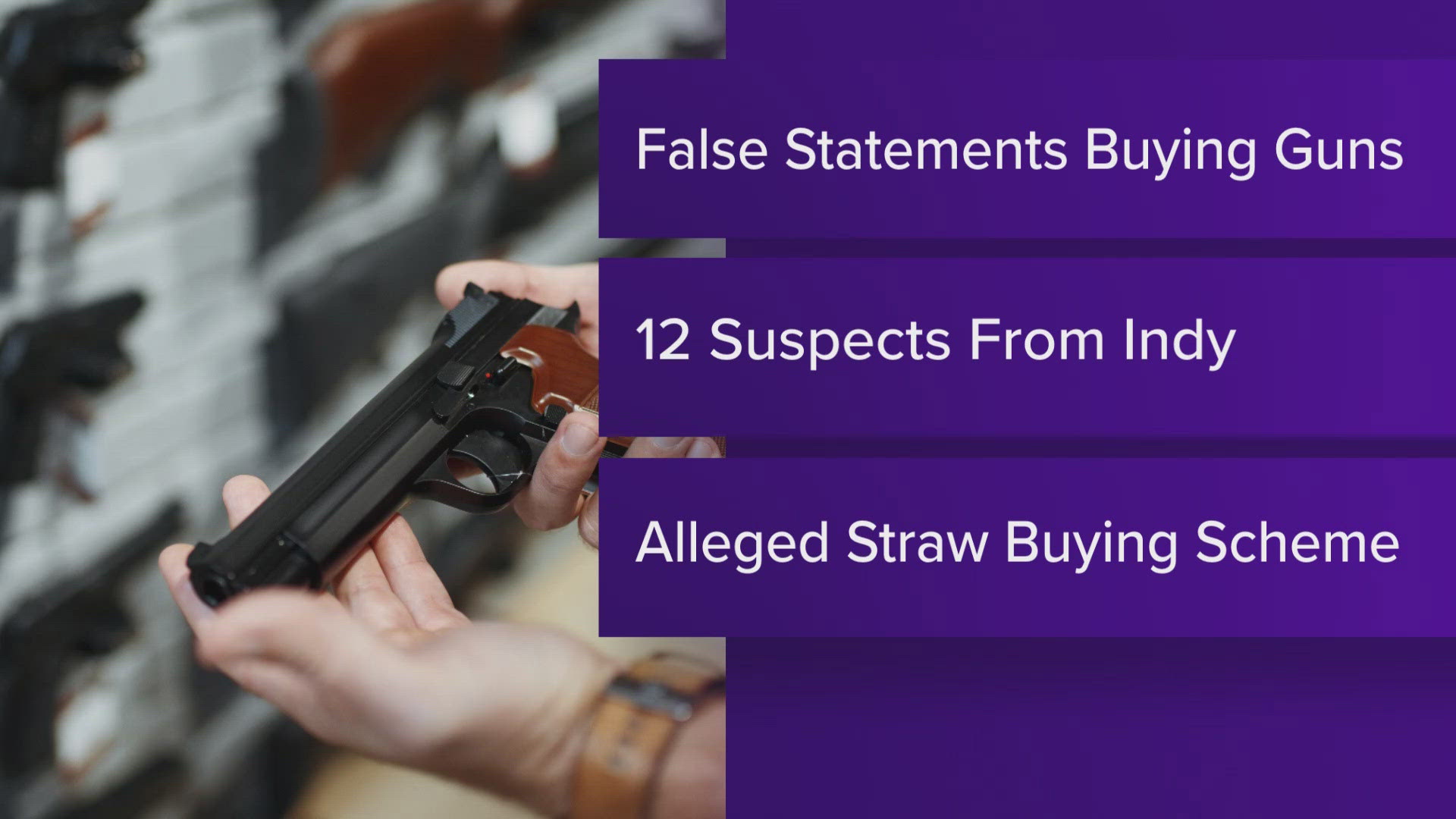 Prosecutors say the suspects were straw buyers to get guns to people who could not legally buy them.