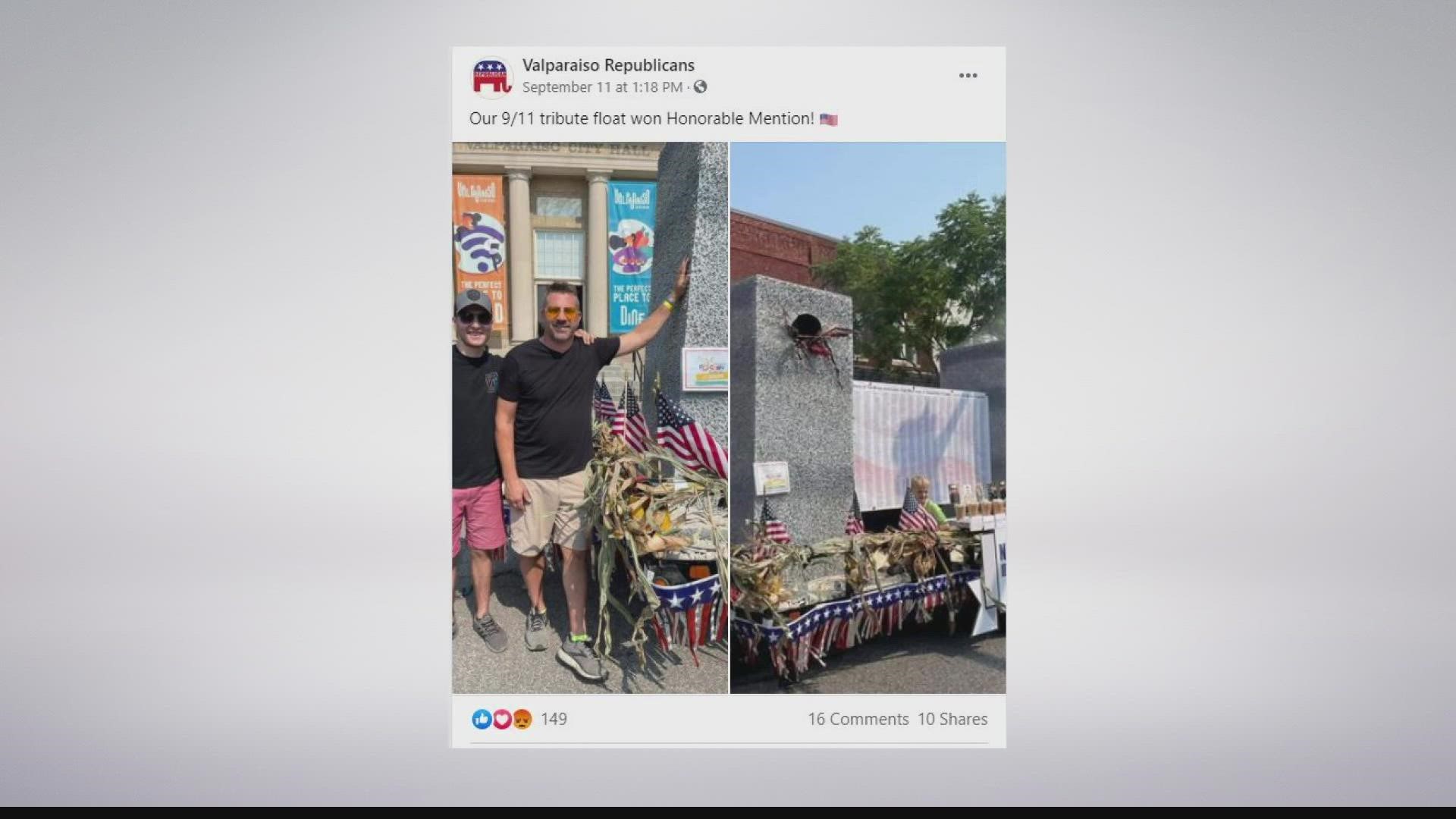 An Indiana parade float about September 11th over the weekend is getting national attention and not in a good way.