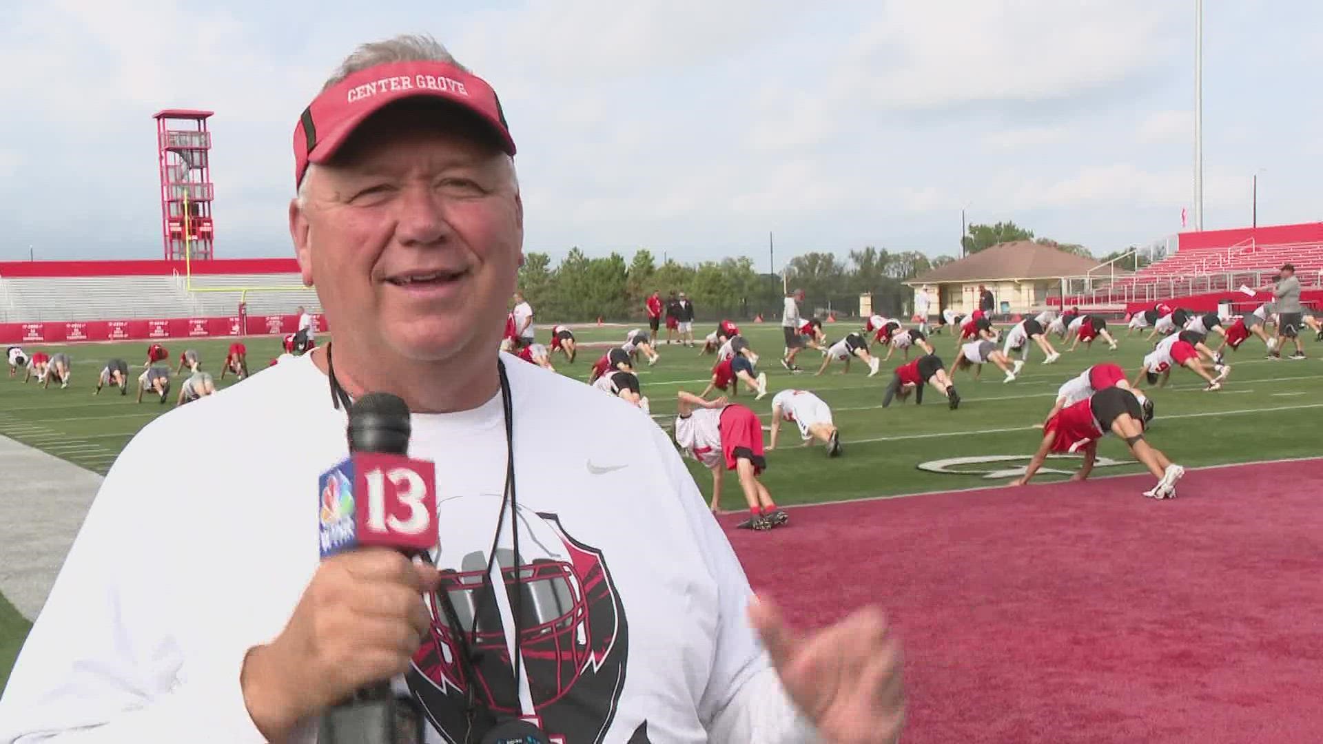 The honor this year goes to Center Grove's head football coach Eric Moore.