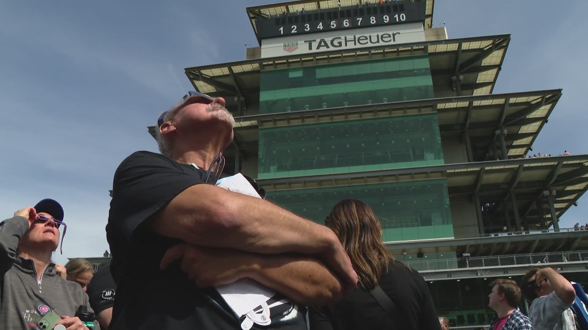 13News reporter Rich Nye reports from the Indianapolis Motor Speedway following the total solar eclipse event on April 8.