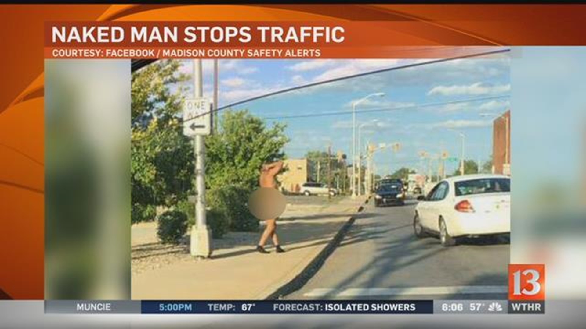 Naked man stops traffic in Anderson