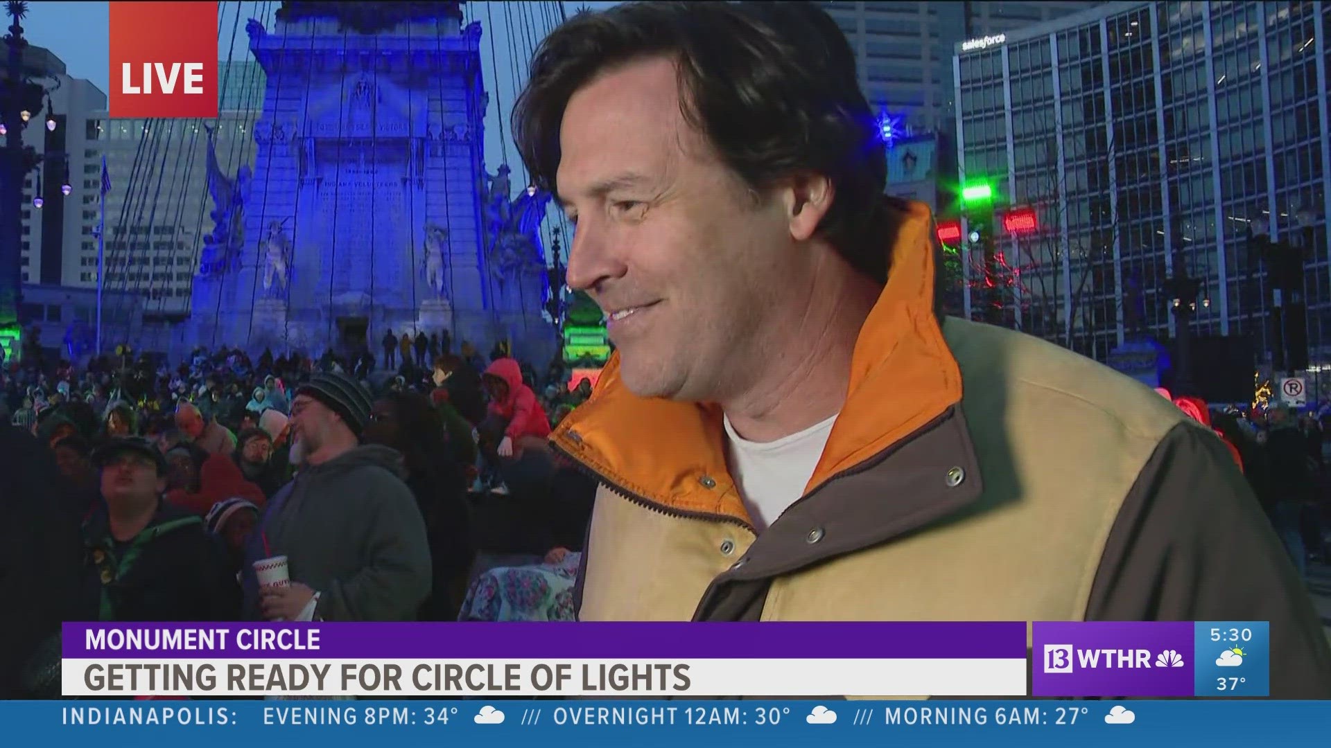 13News reporter Gina Glaros continues live coverage from Monument Circle during the buildup to the 2023 Circle of Lights.