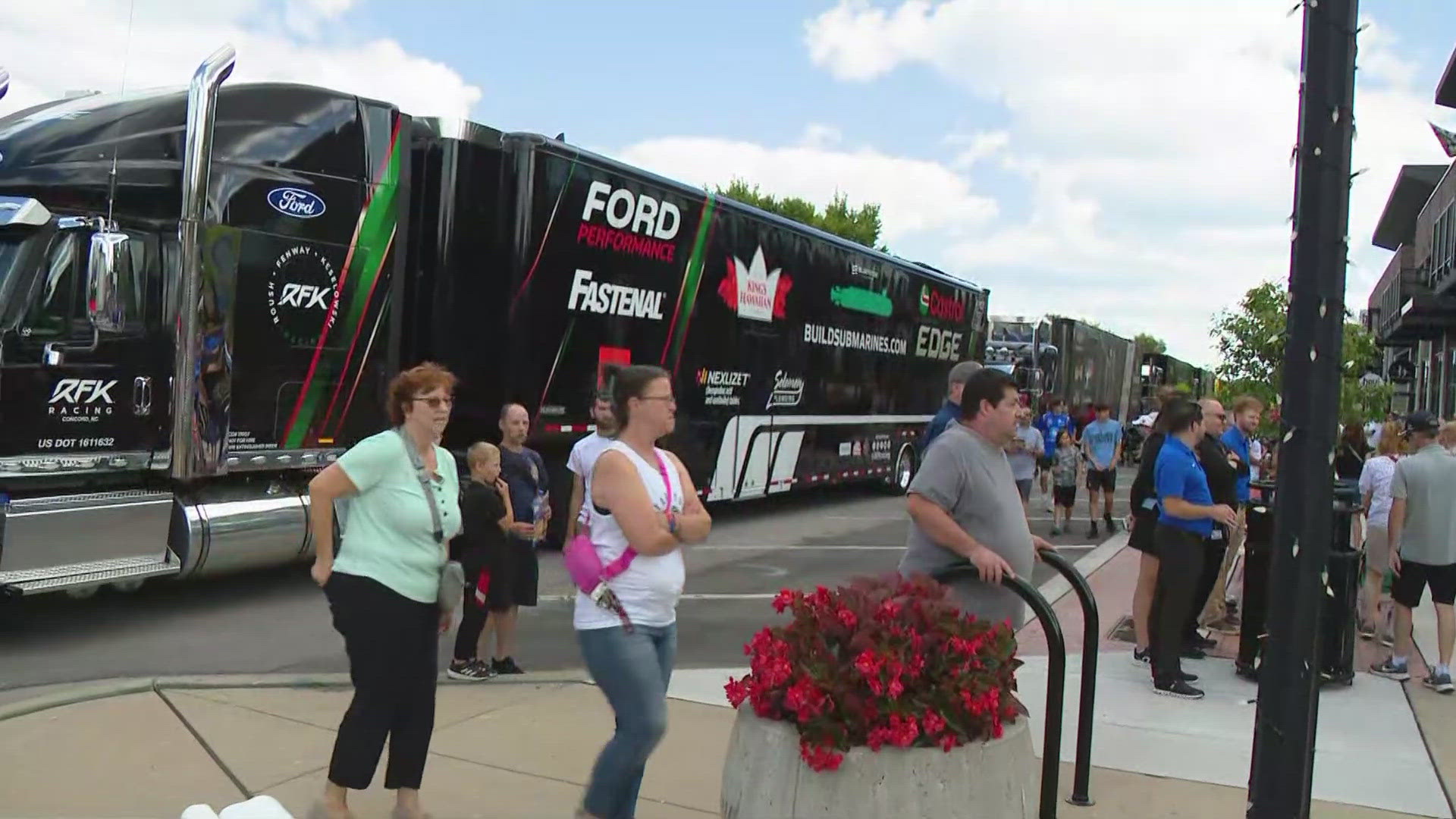 13Sports director Dave Calabro reports from downtown Speedway where NASCAR haulers are rolling in for the Brickyard 400.