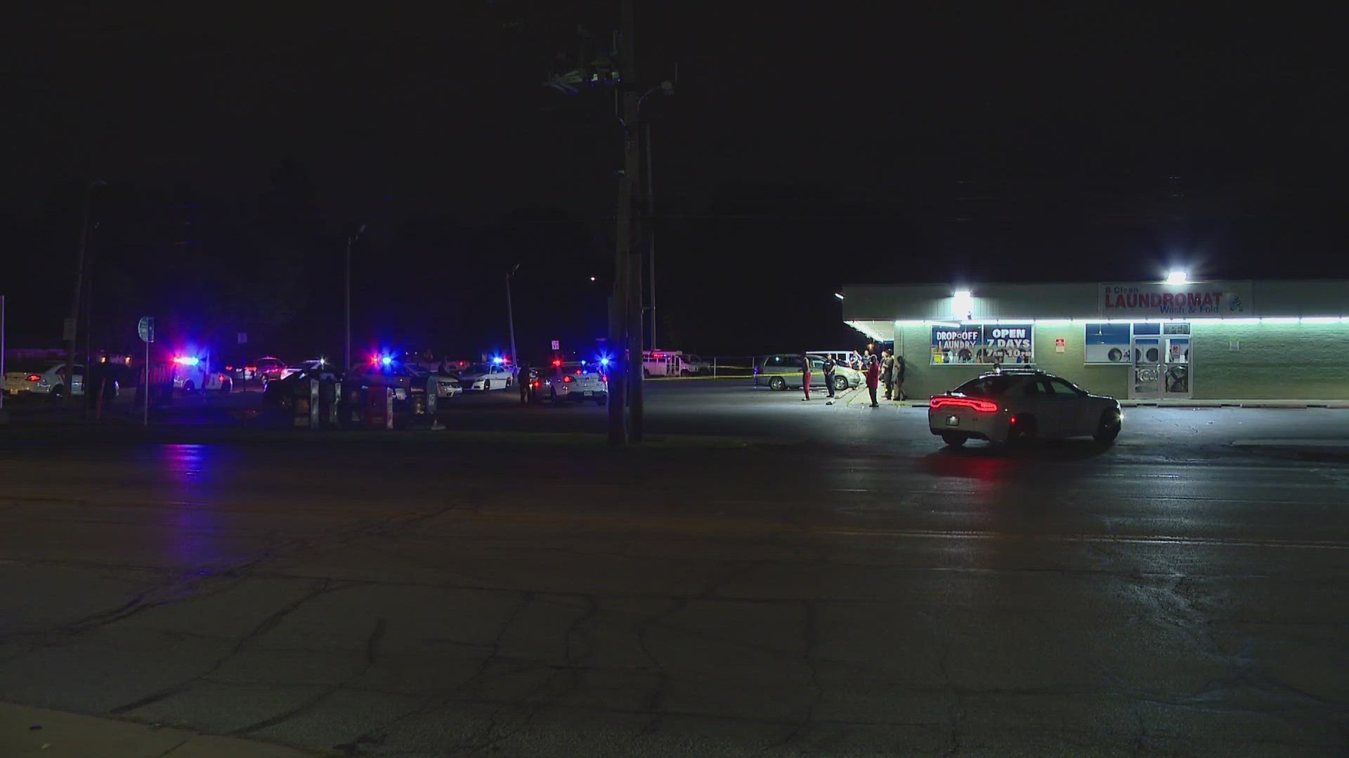 Police are investigating a shooting that happened at a laundry business.