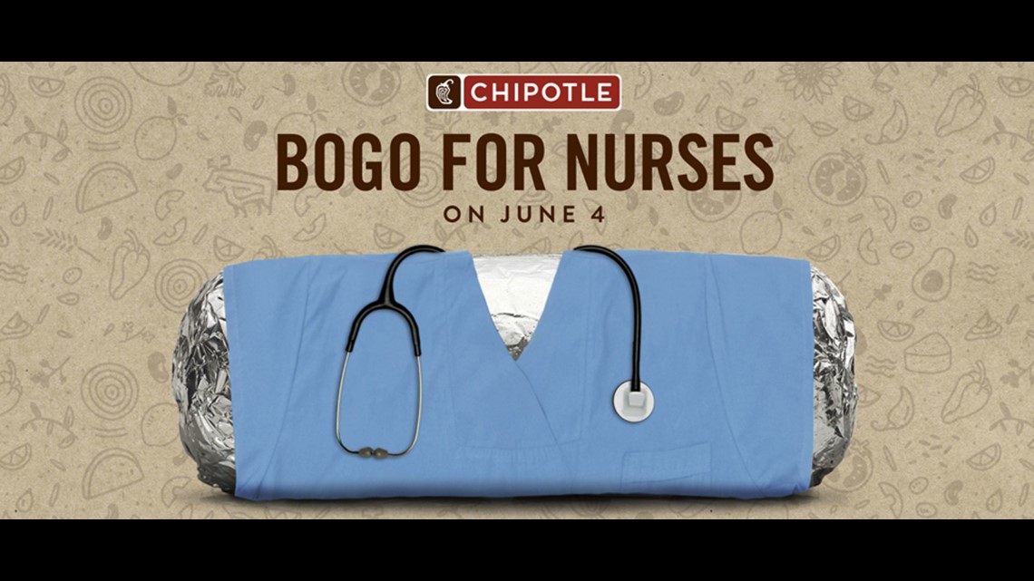 Chipotle celebrating nurses with buy 1, get 1 free deal