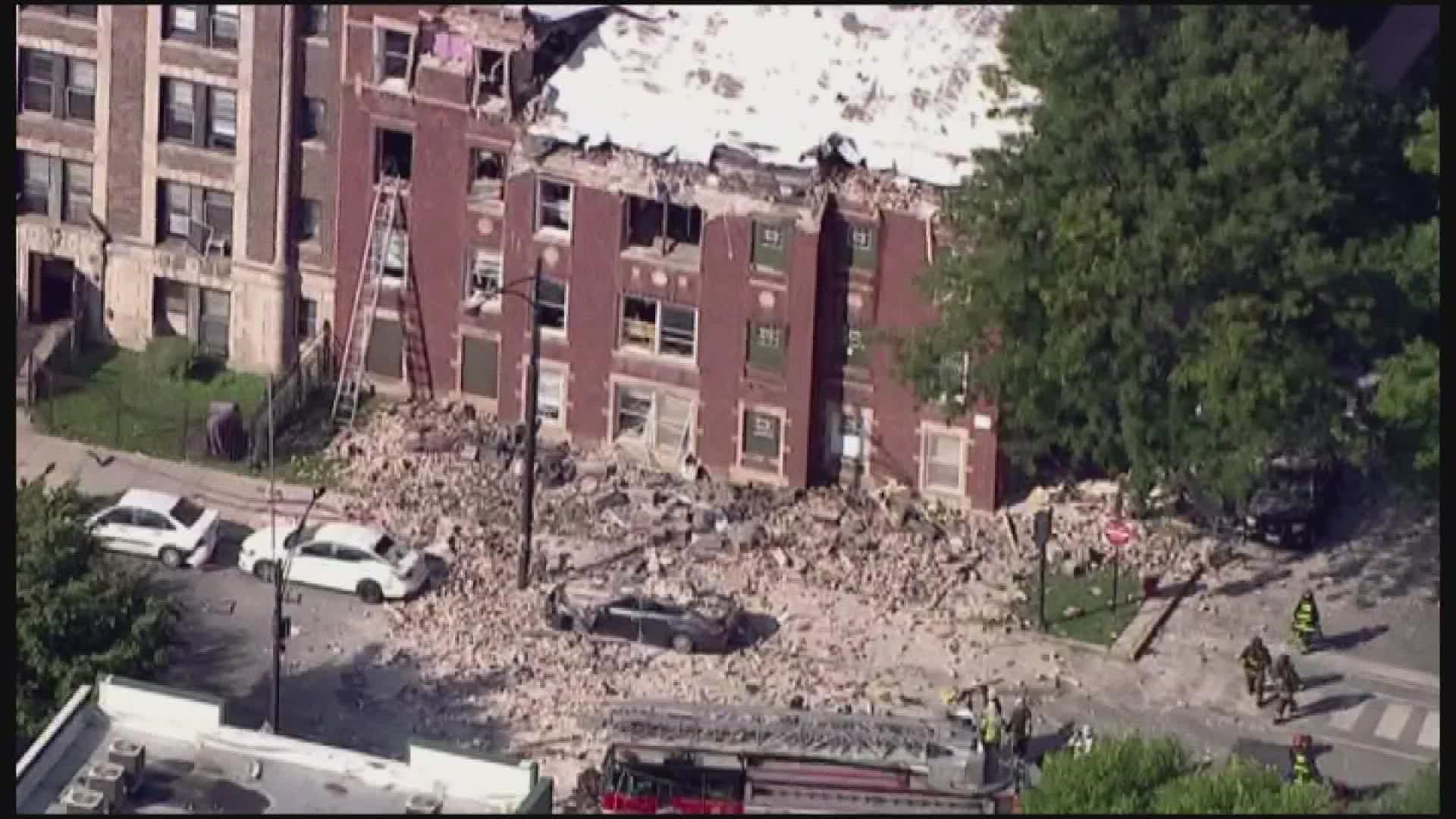 The explosion tore through the top floor of the building, hurting multiple people and even one person from across the street.
