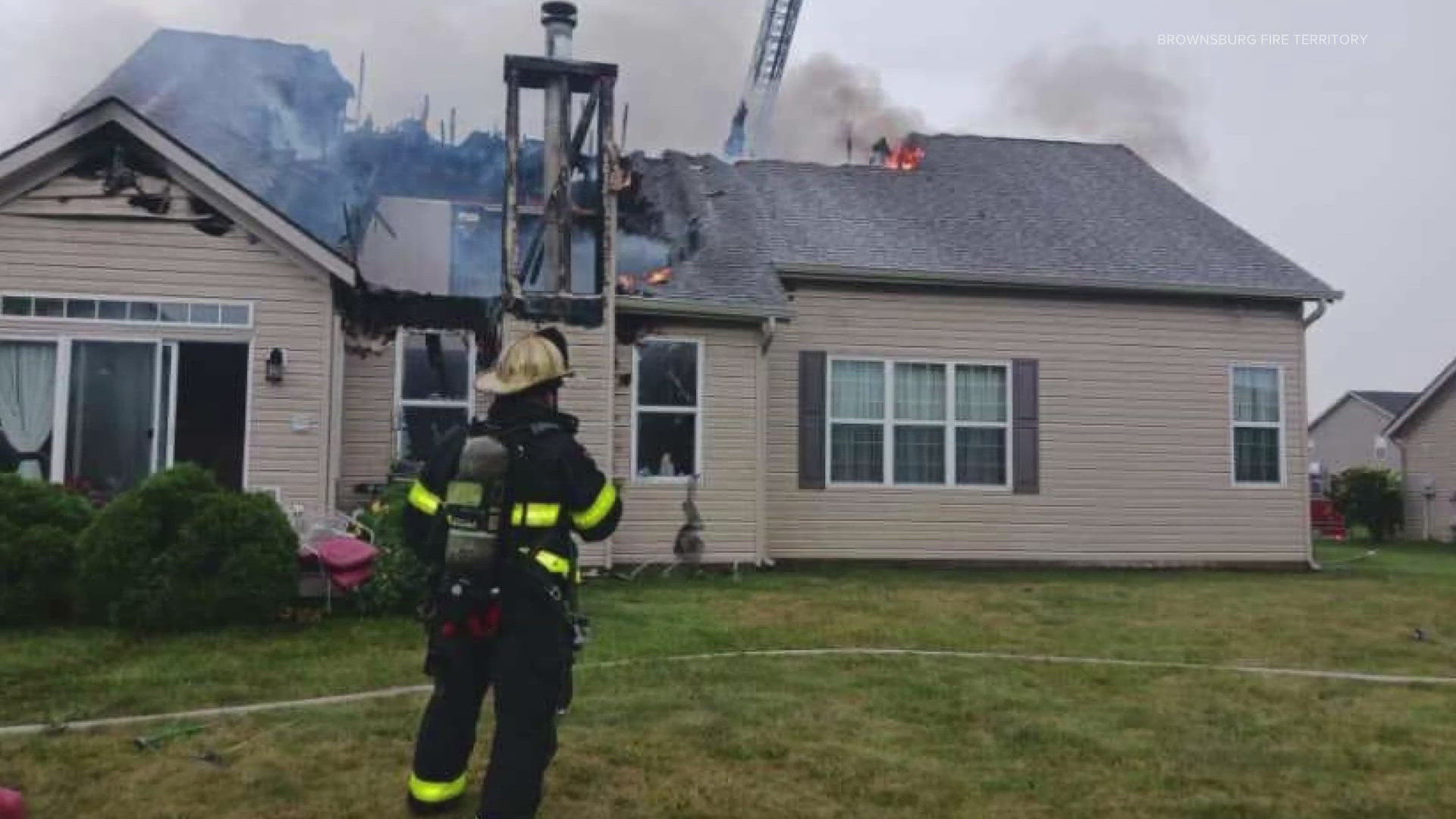 The family was able to safely evacuate, according to the fire department.