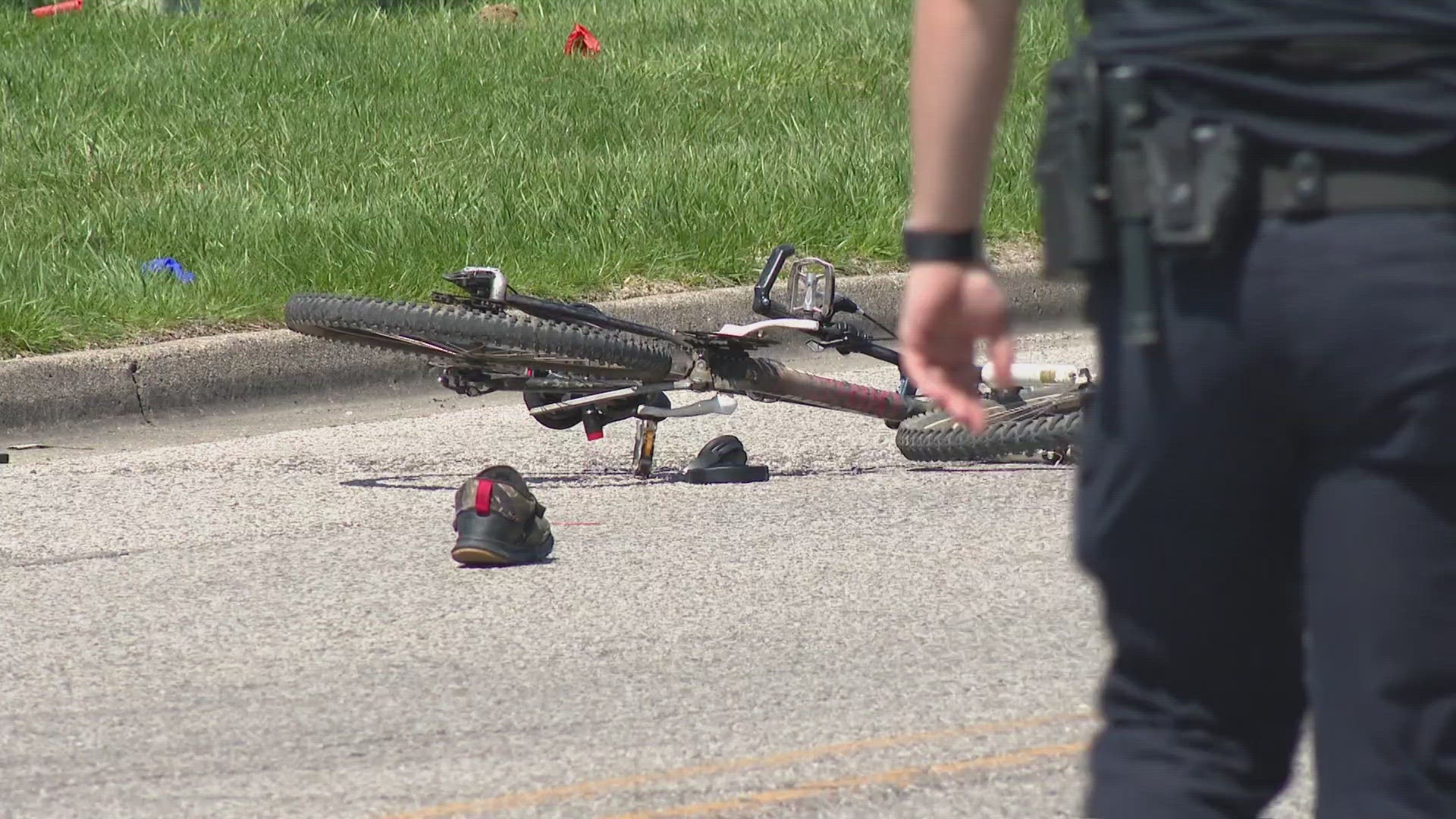 Police are investigating after a bicyclist was hit by a car on the west side of Indianapolis near the intersection of 38th Street and Kevin Way.