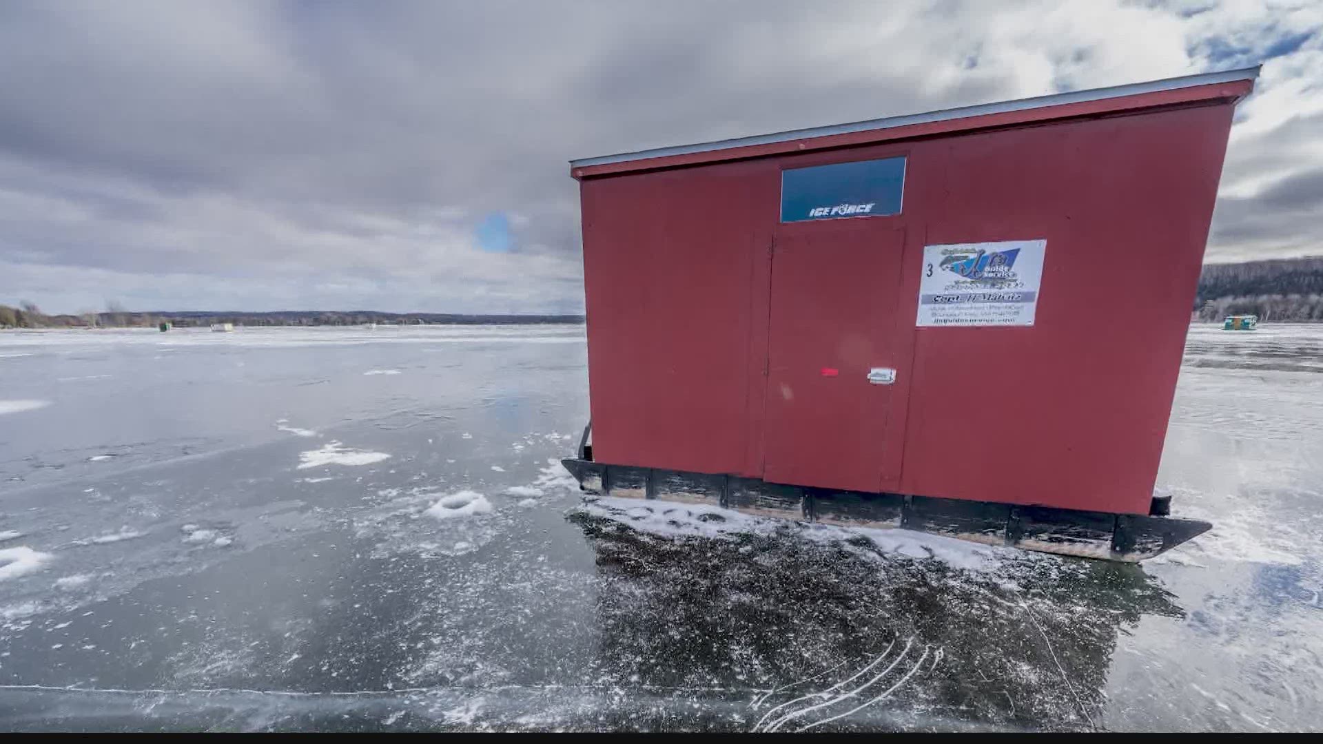 JJ Malvitz hosts guided ice fishing experiences in Door County, Wisconsin.