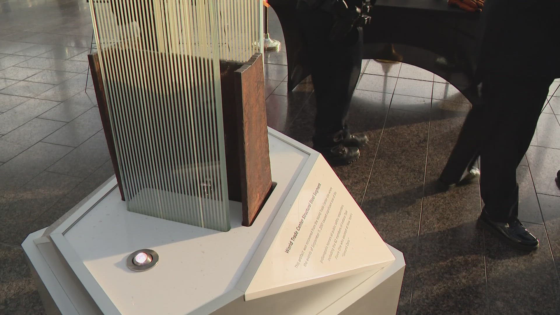 Monday's ceremony brought back memories as a piece of steel from the World Trade Center was on display.