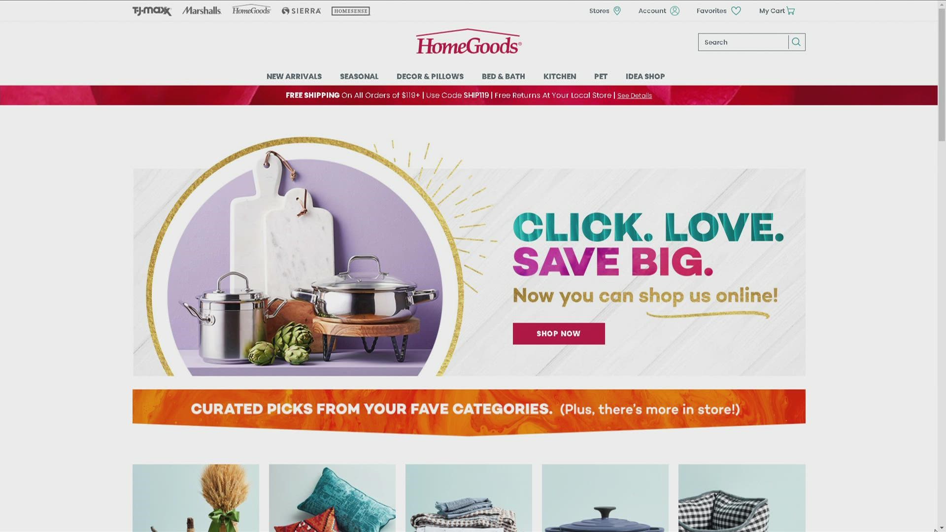 The off-price home décor retailer launched the website Tuesday, Sept. 28.