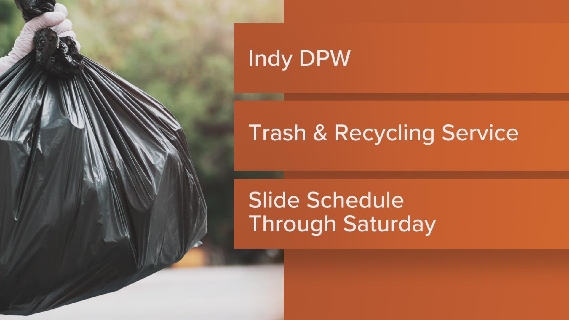 Curbside recycling, residential and heavy trash will slide forward one day after the holiday.