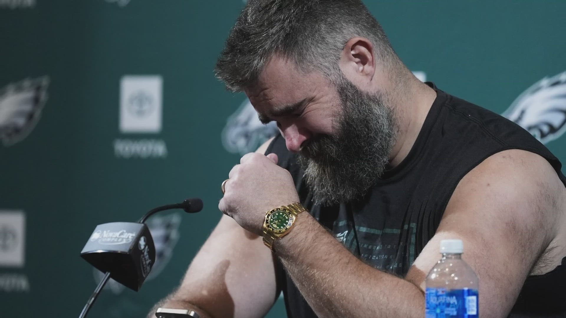The Super Bowl champ tearfully spoke about retirement during a Monday press conference. Kelce talked about his love for the sport as he wraps up his 13-year career.