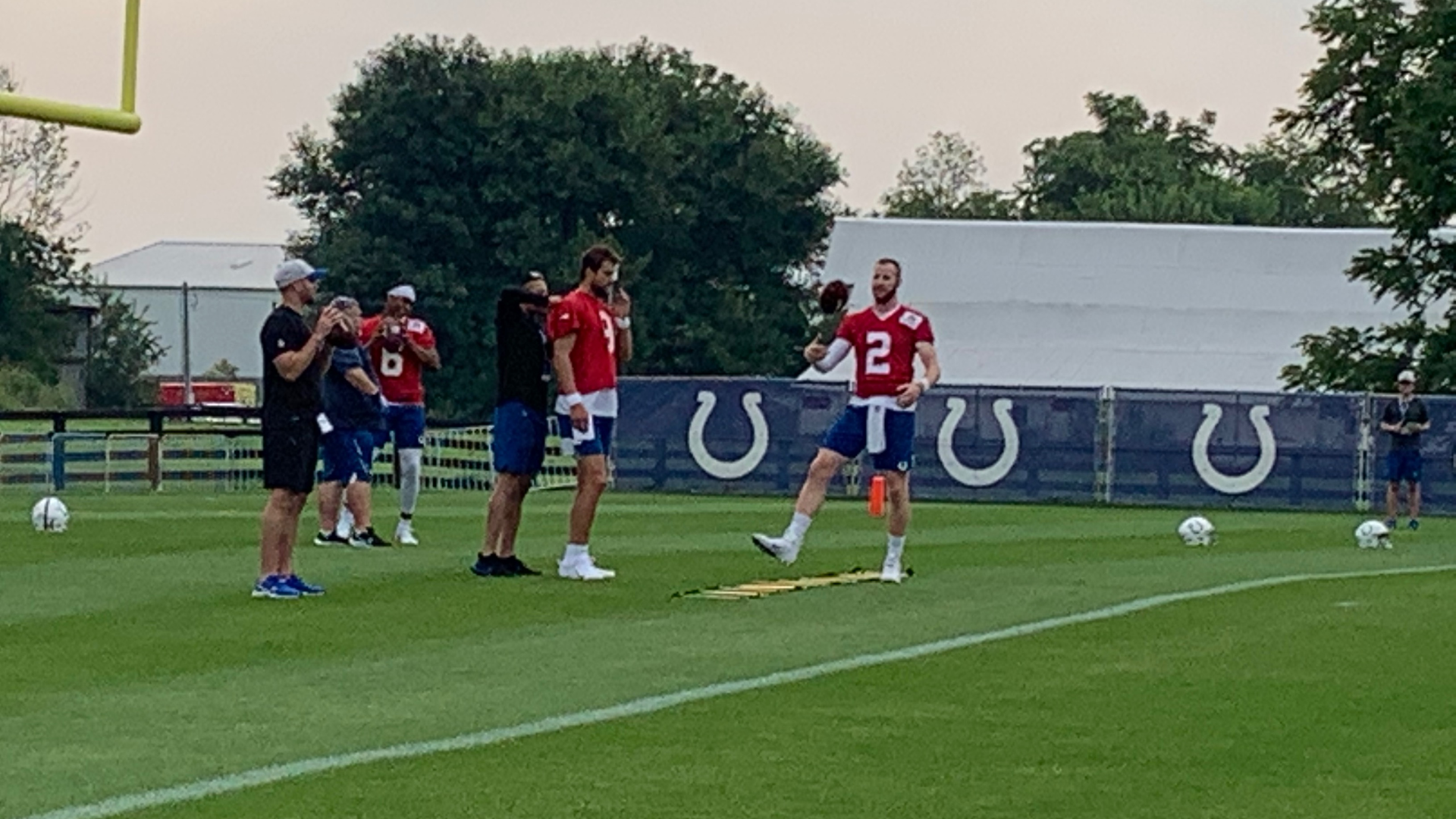 With the Colts' new starting quarterback out, younger guys got to get some reps in during training camp Friday.