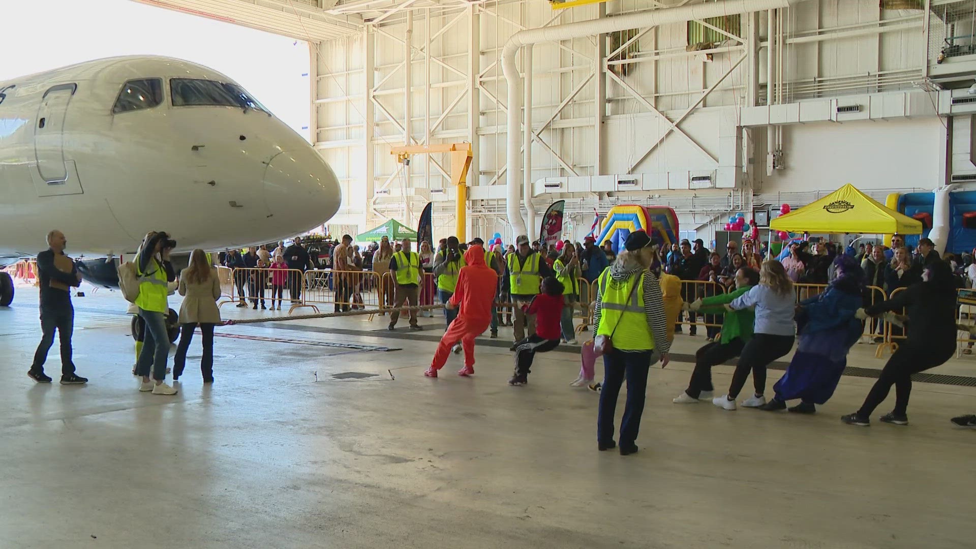 The 12th annual "Republic Airways Plane Pull" benefitted charities to help kids battling serious diseases.