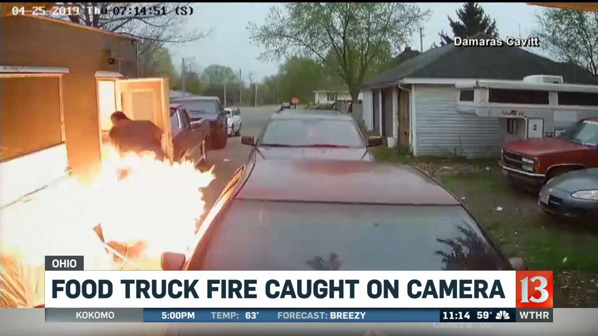 Food truck fire caught on camera