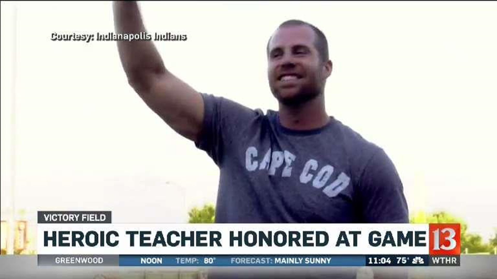 Hero teacher recognized at Indians game
