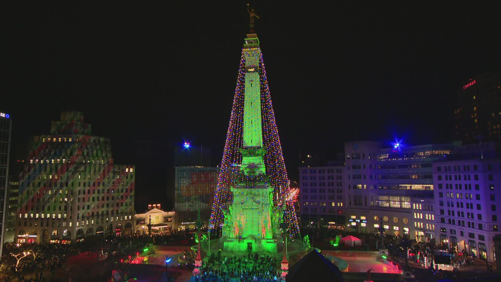 Participate in the annual Christmas tradition at Monument Circle.
