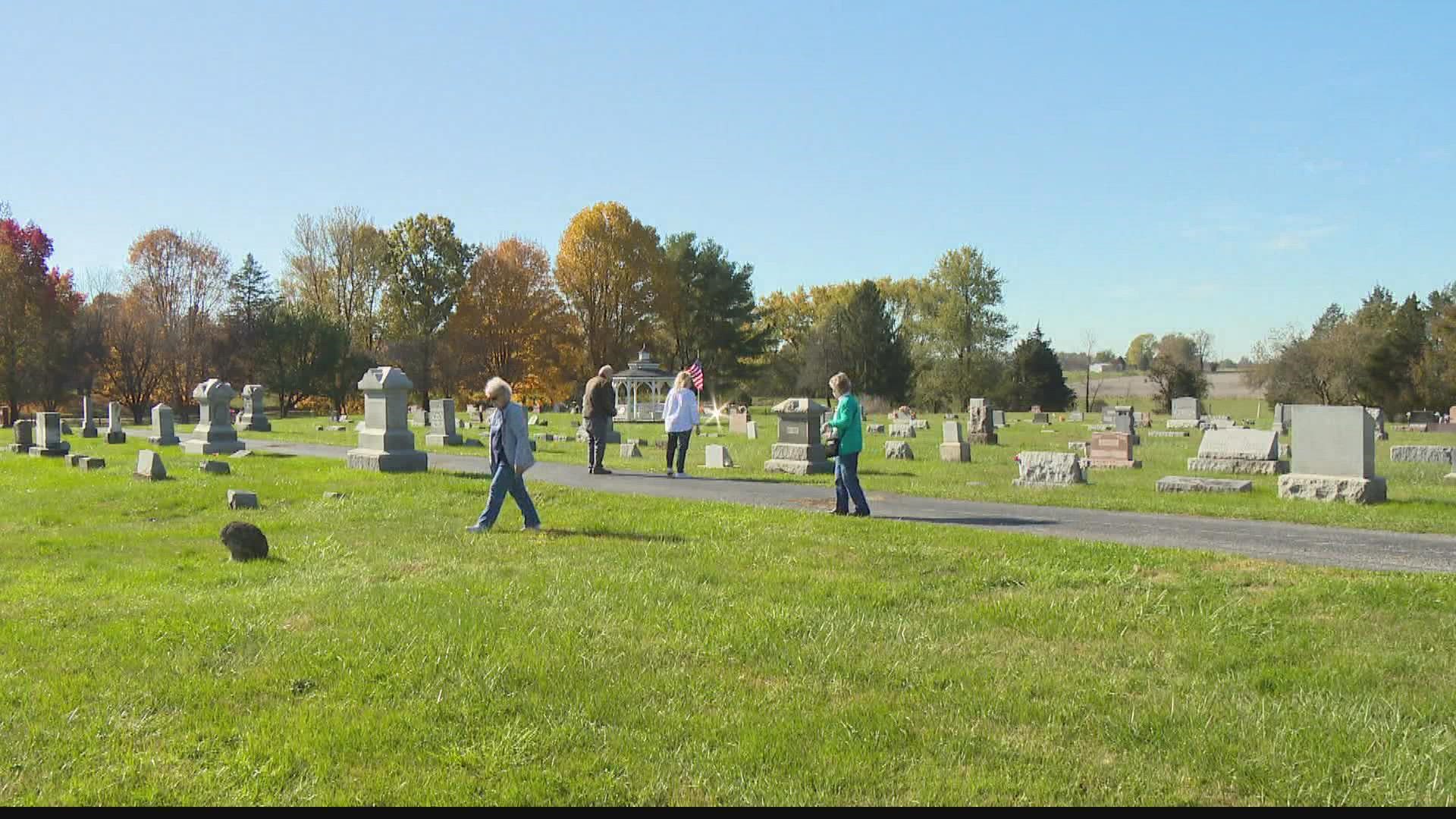 Several headstones were damaged at New Maysville Cemetery.