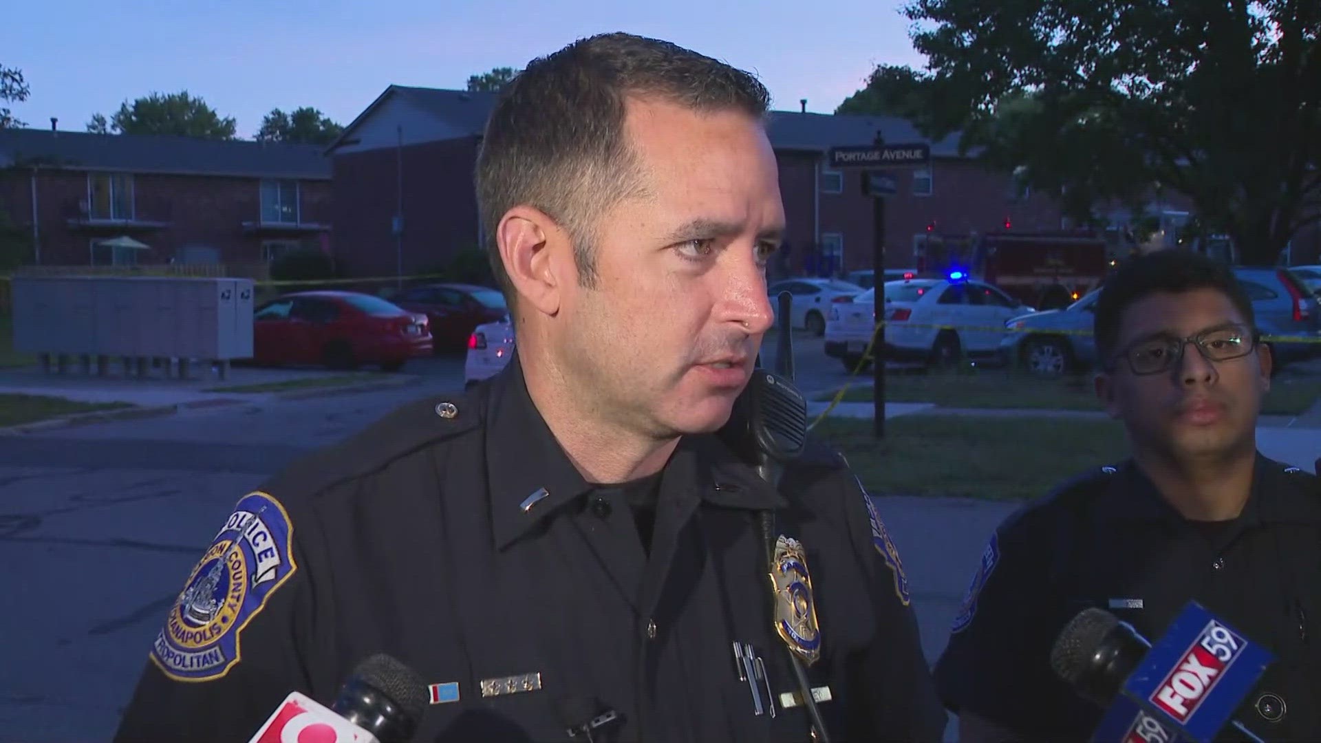 IMPD shares an update after police shot a suspect during a chase Tuesday morning near Madison Avenue and East Stop 10 Road.