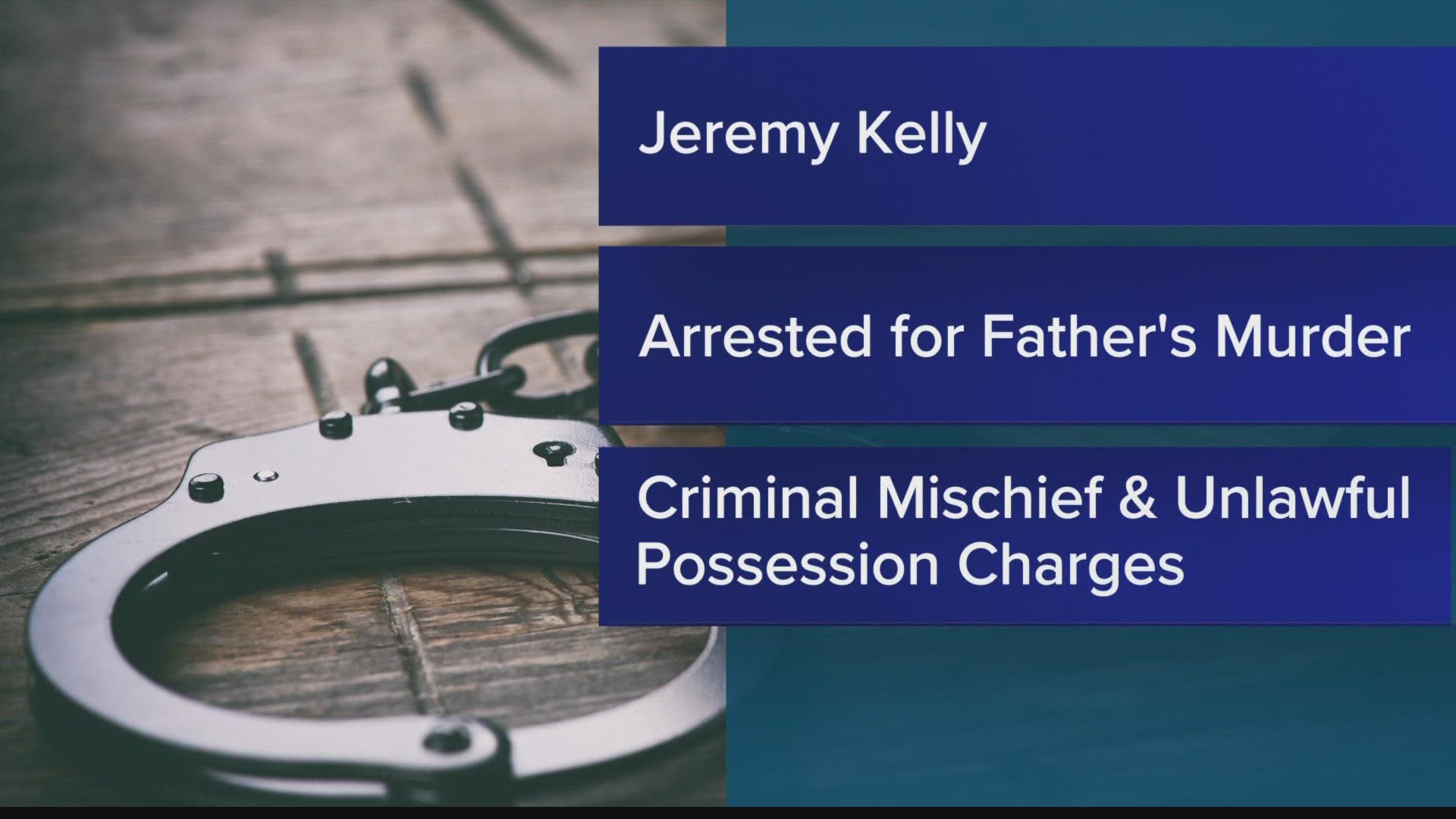 Jeremy Kelly was wanted in Portland, Indiana, for his father's murder. Police found him after he reportedly yelled at a woman that he's the devil and she called 911.