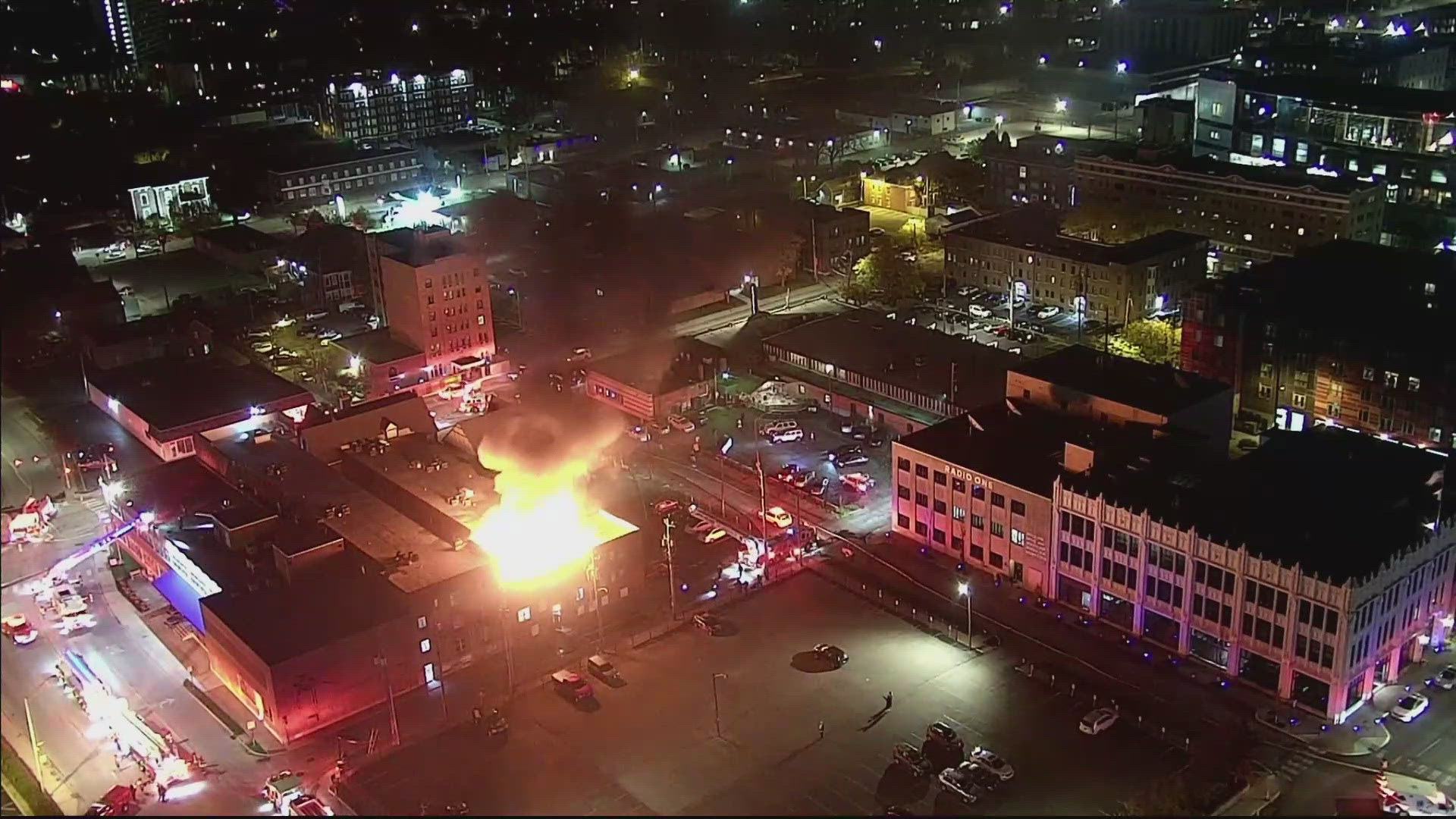 13News reporter Marina Silva reports from near 10th and Meridian in downtown Indianapolis where a fire has broke out at the HVAF building.