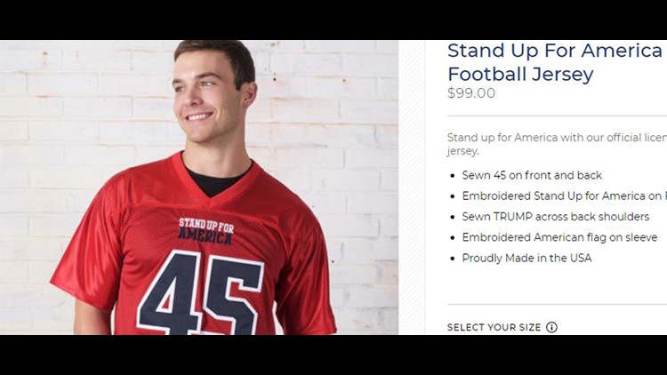 Trump Merch Store Selling Stand Up For America Football Jerseys Wthr Com