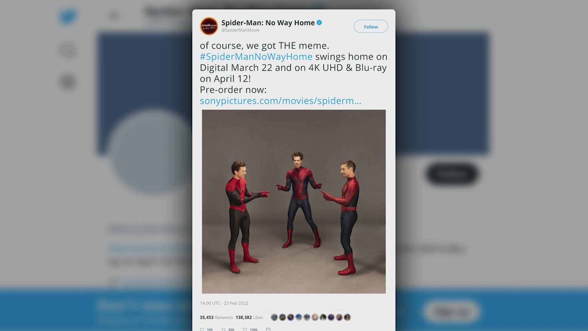 Tom Holland, Tobey Maguire and Andrew Garfield suited up to recreate a legendary Spider-Man meme and, to the surprise of no one, it quickly broke the internet.
