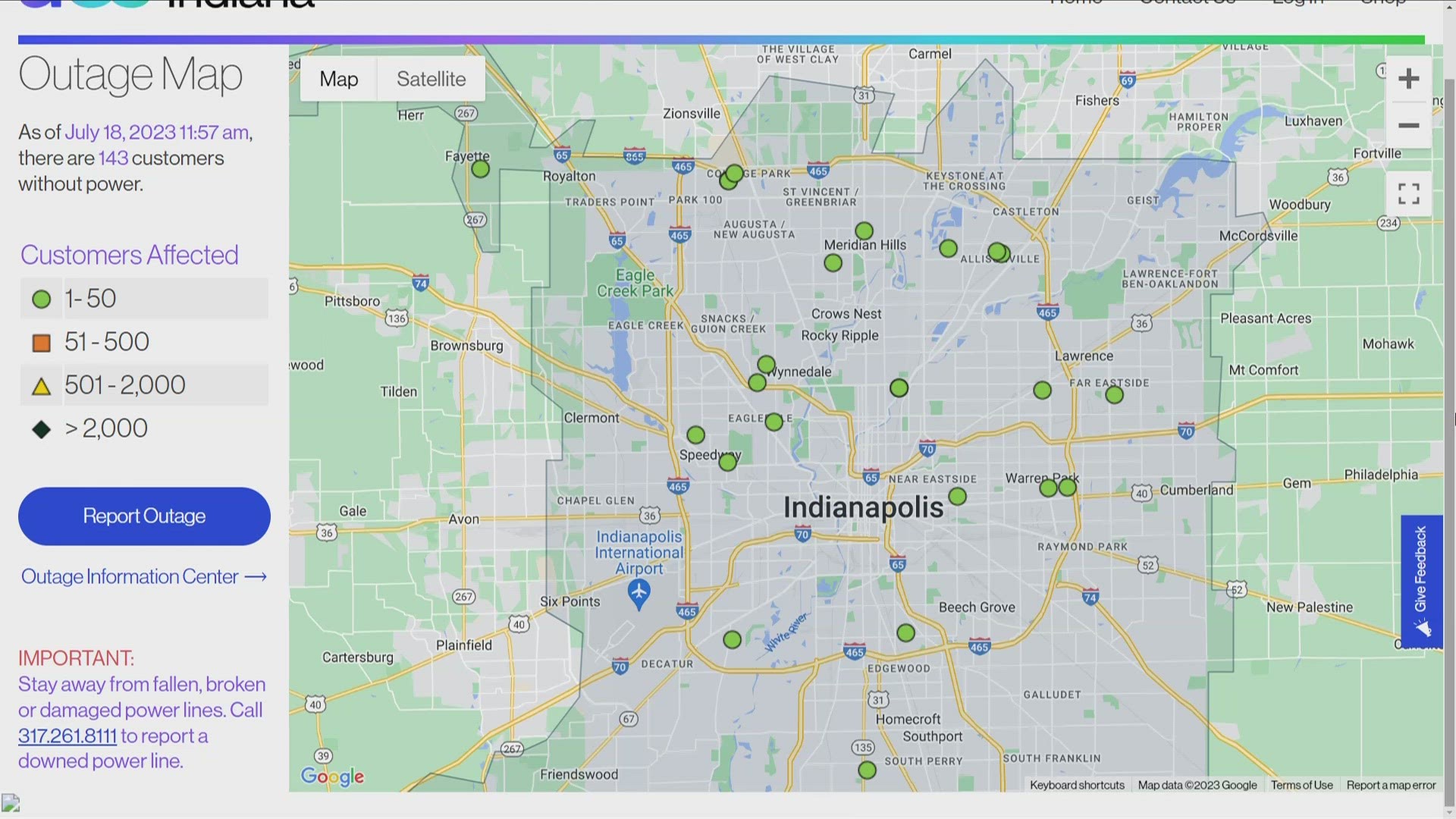 AES is reporting about 140 customers still impacted. Duke Energy is a little higher with 833 customers without power.