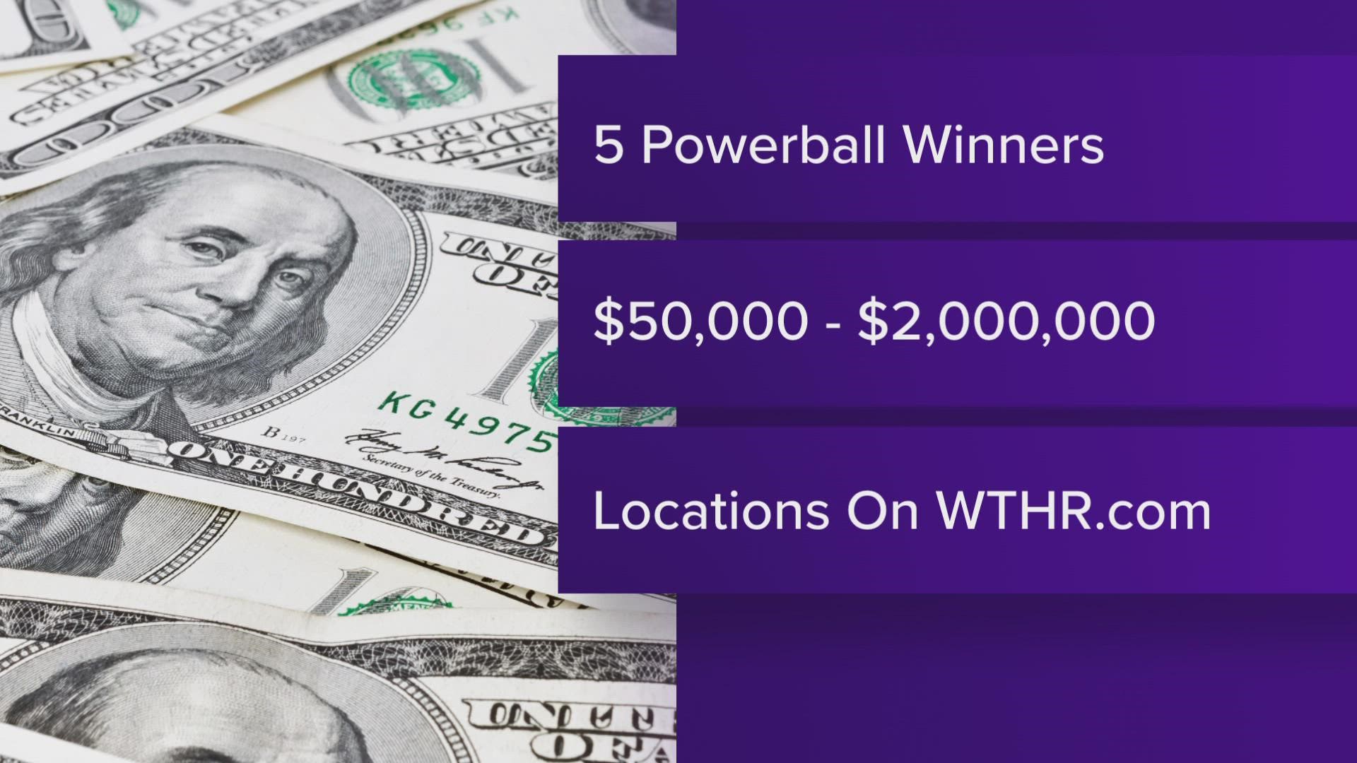 Those tickets ranged from $50 thousand dollars in winnings to $2 million dollars. That ticket was sold at a Circle K in New Albany.