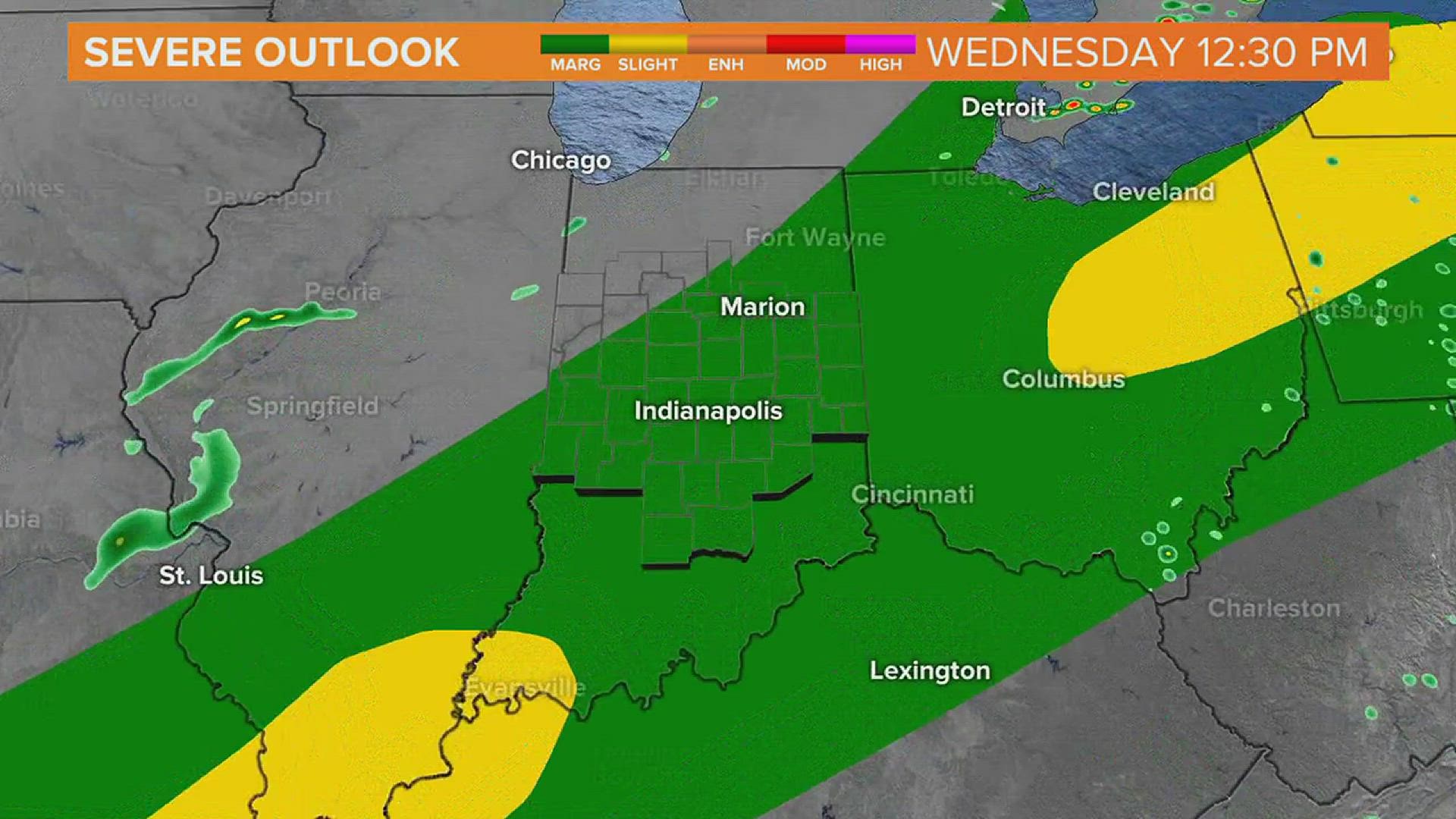 Severe storms possible today.