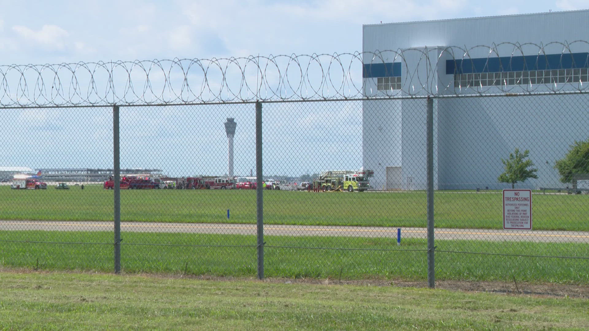 The fire started around 11 a.m. Friday morning in a FedEx hanger.