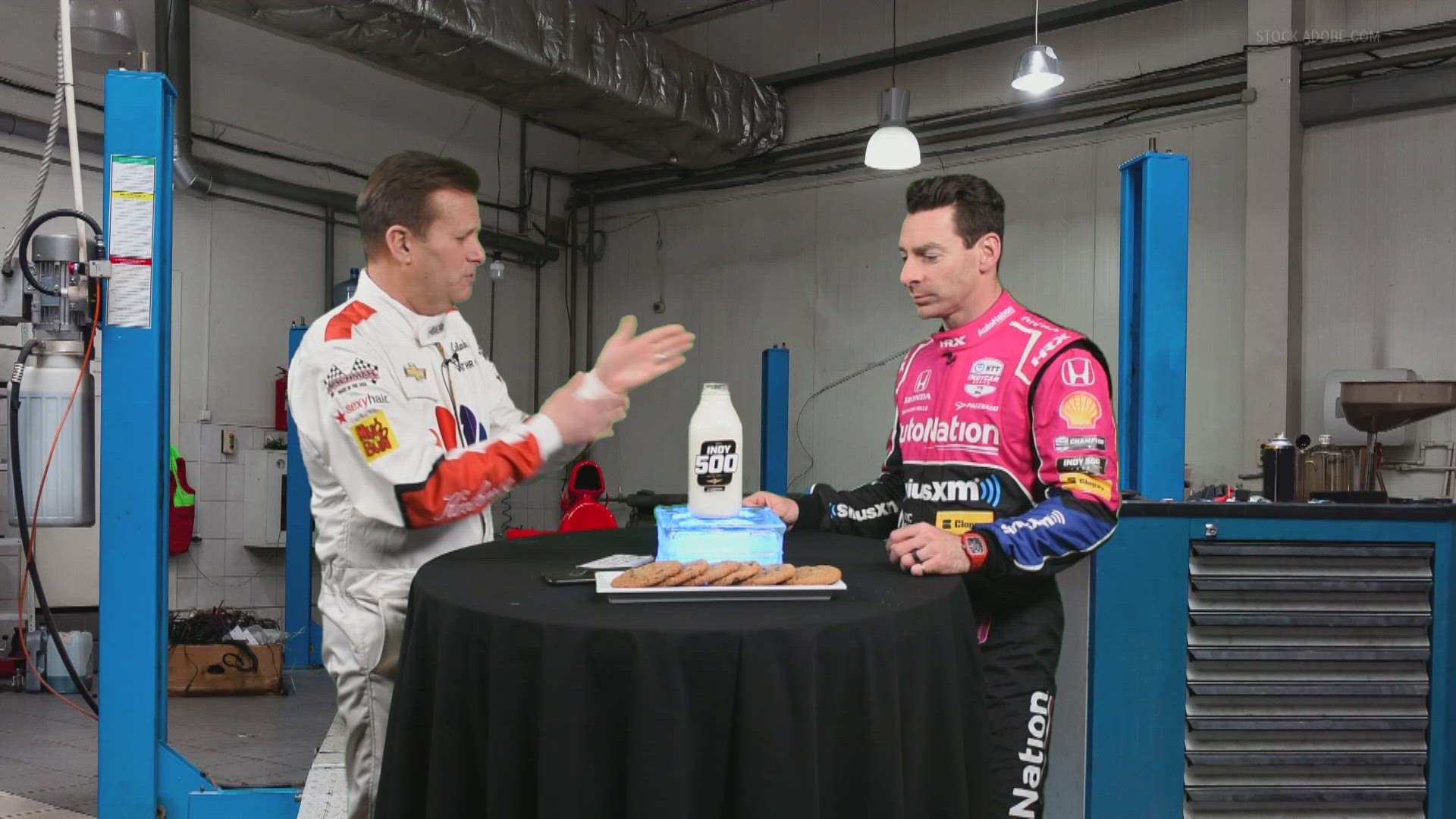 Dave Calabro asks IndyCar drivers the hard hitting questions over a glass of milk and plate of cookies!