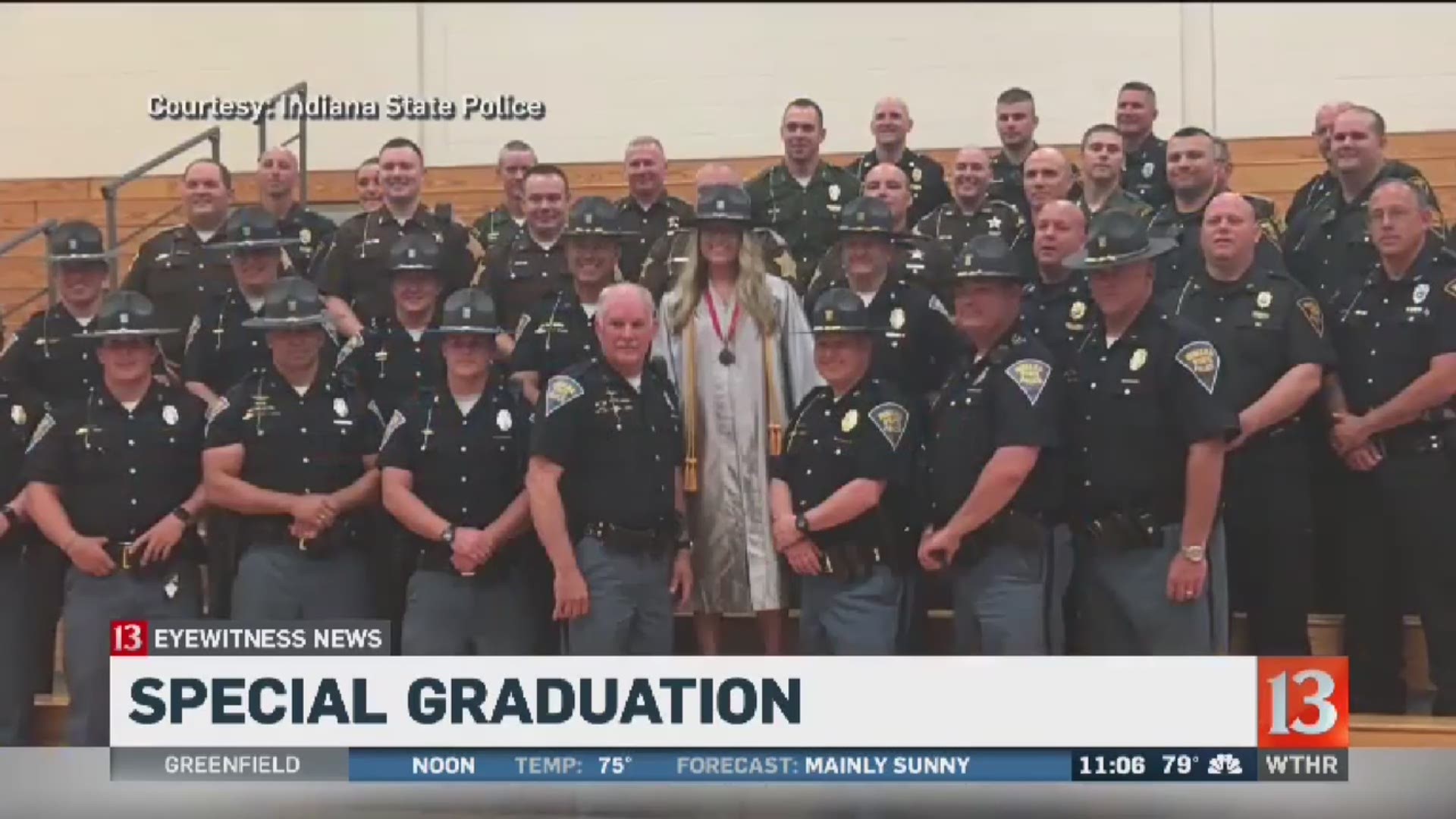 Officers surround trooper's daughter at graduation