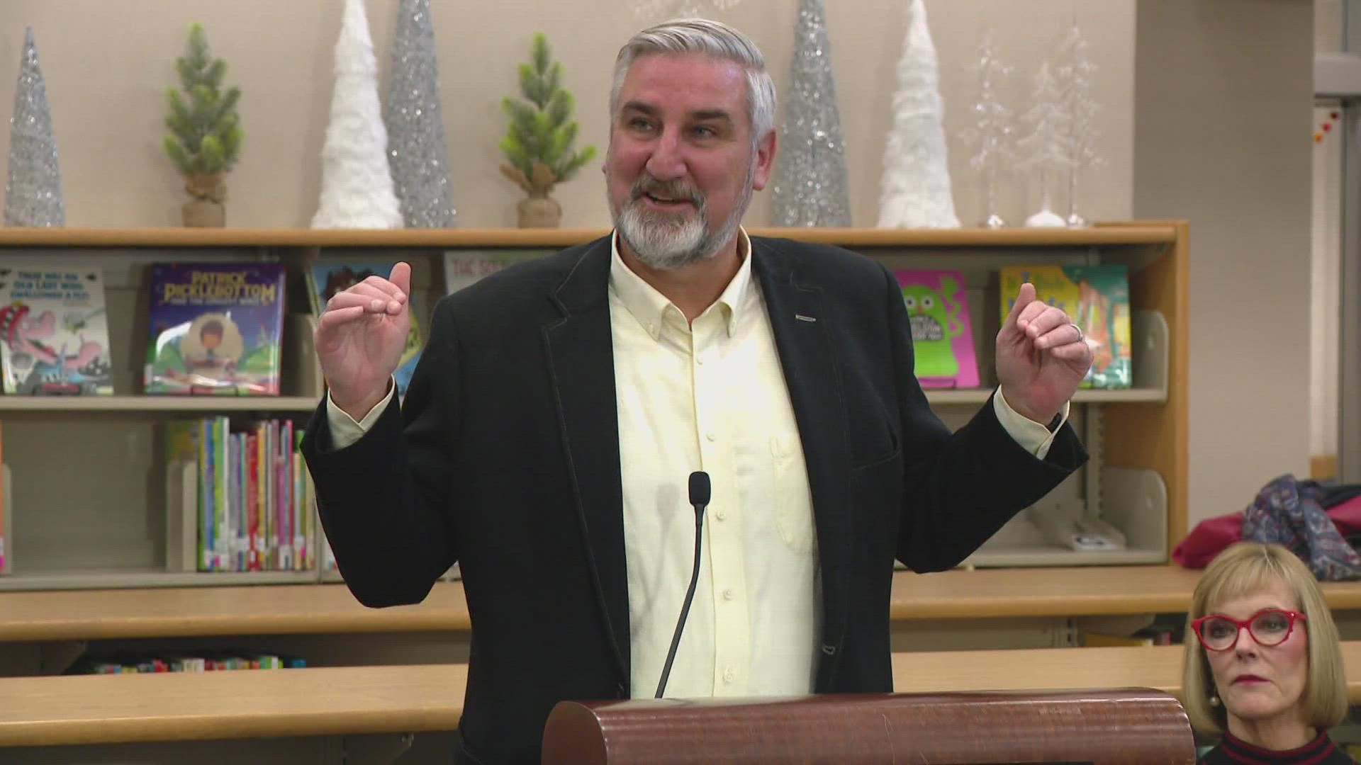 Holcomb wants to give officers more money and prioritize Hoosiers' health, but his main focus is education.