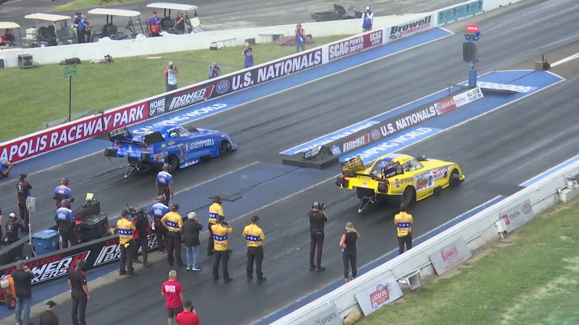 Over 900 pro and sportsman competitors are trying to qualify for the Labor Day finals.
Ron Capps has won the U.S. Nationals back-to-back years in Funny Car.